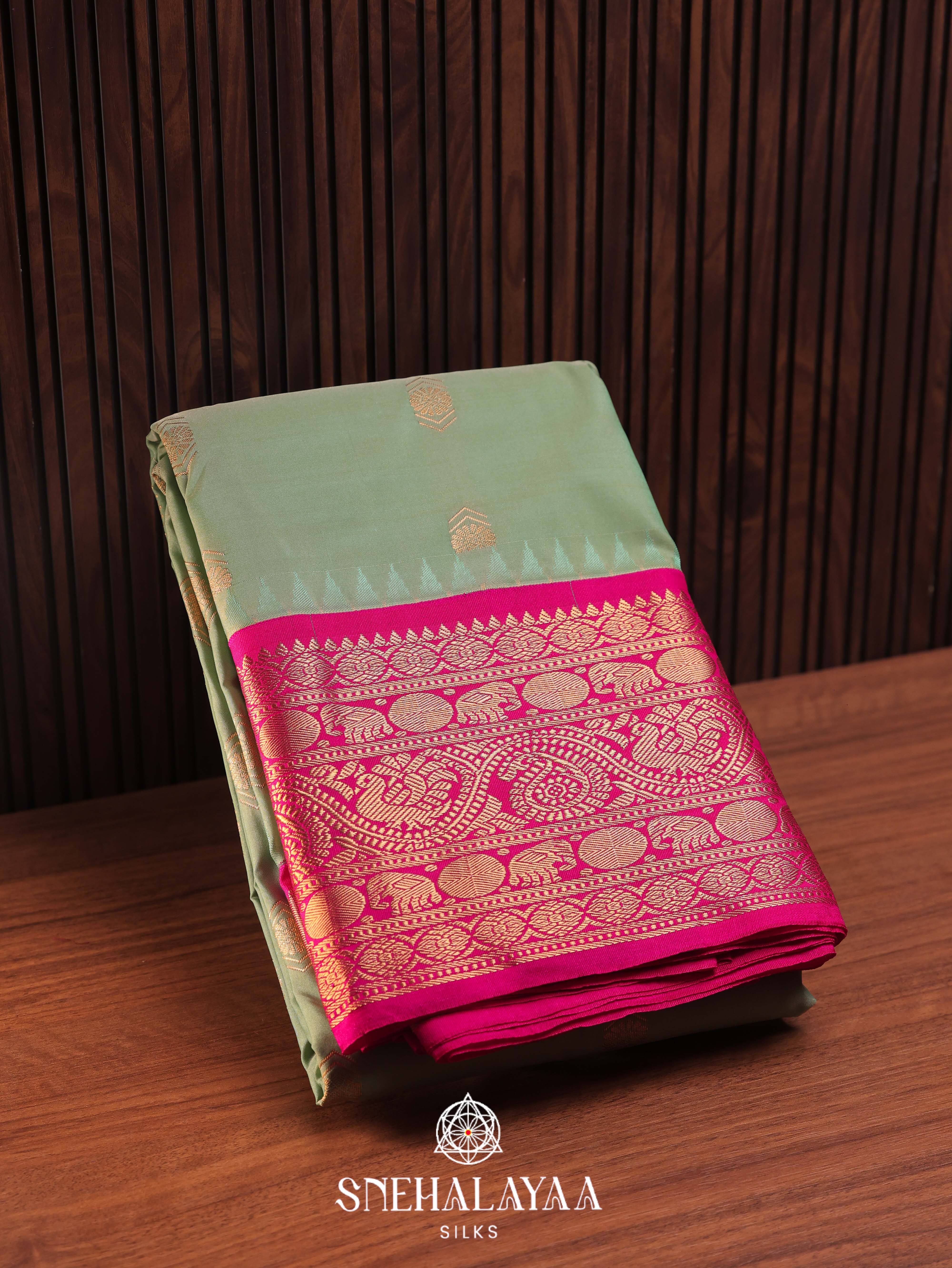 Pale Green Art Silk Saree
