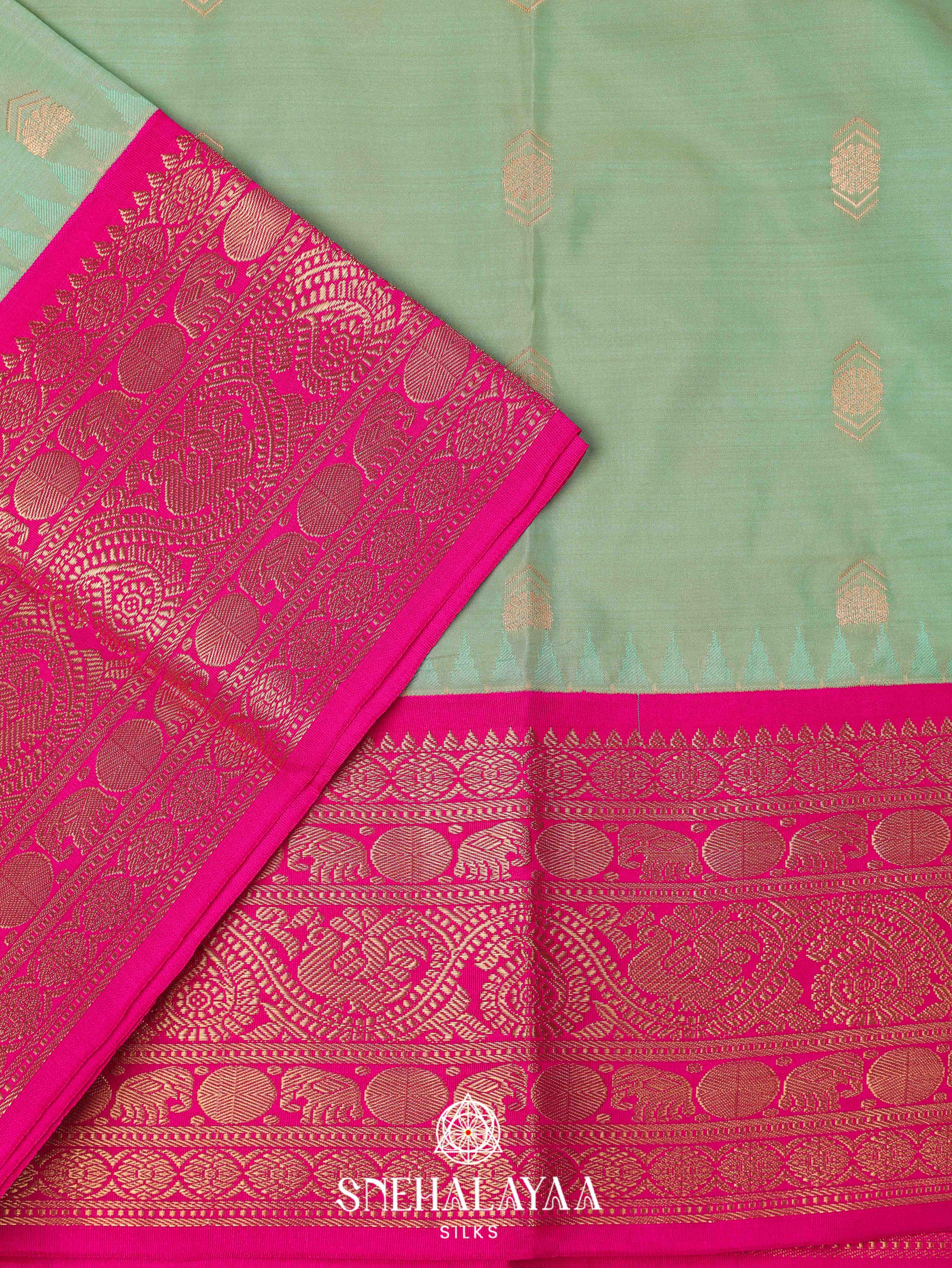Pale Green Art Silk Saree