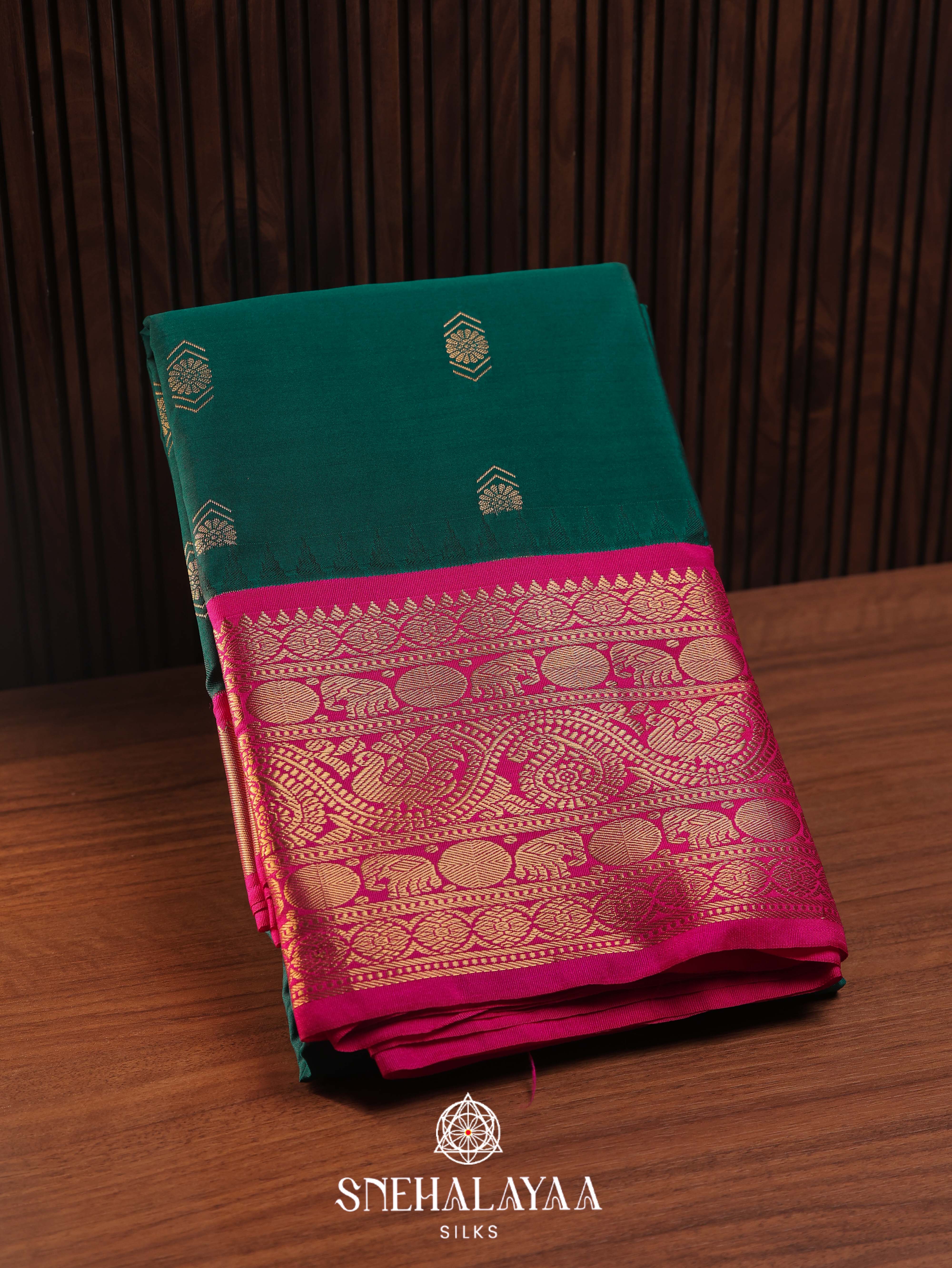 Forest Green Art Silk Saree