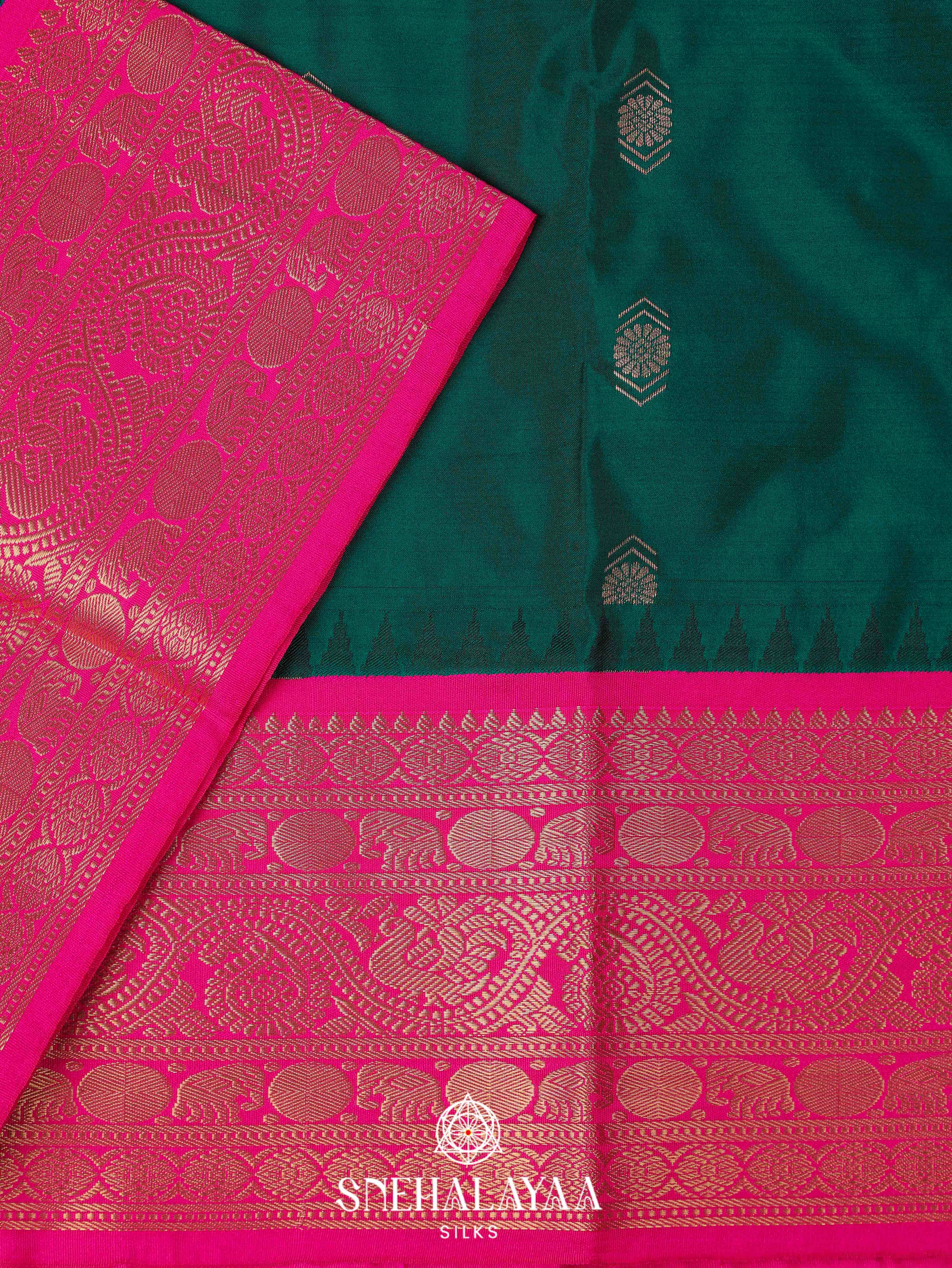 Forest Green Art Silk Saree