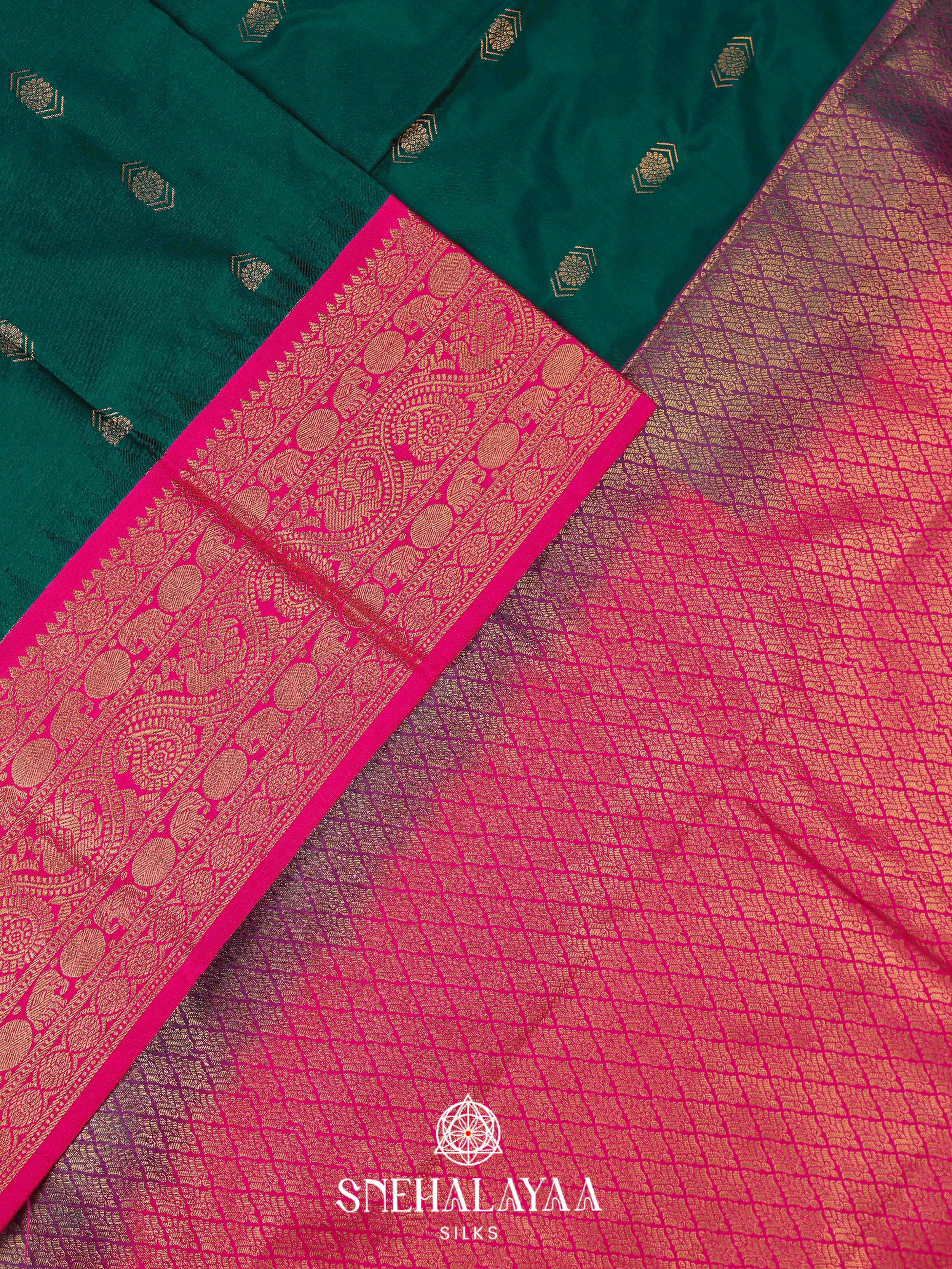 Forest Green Art Silk Saree