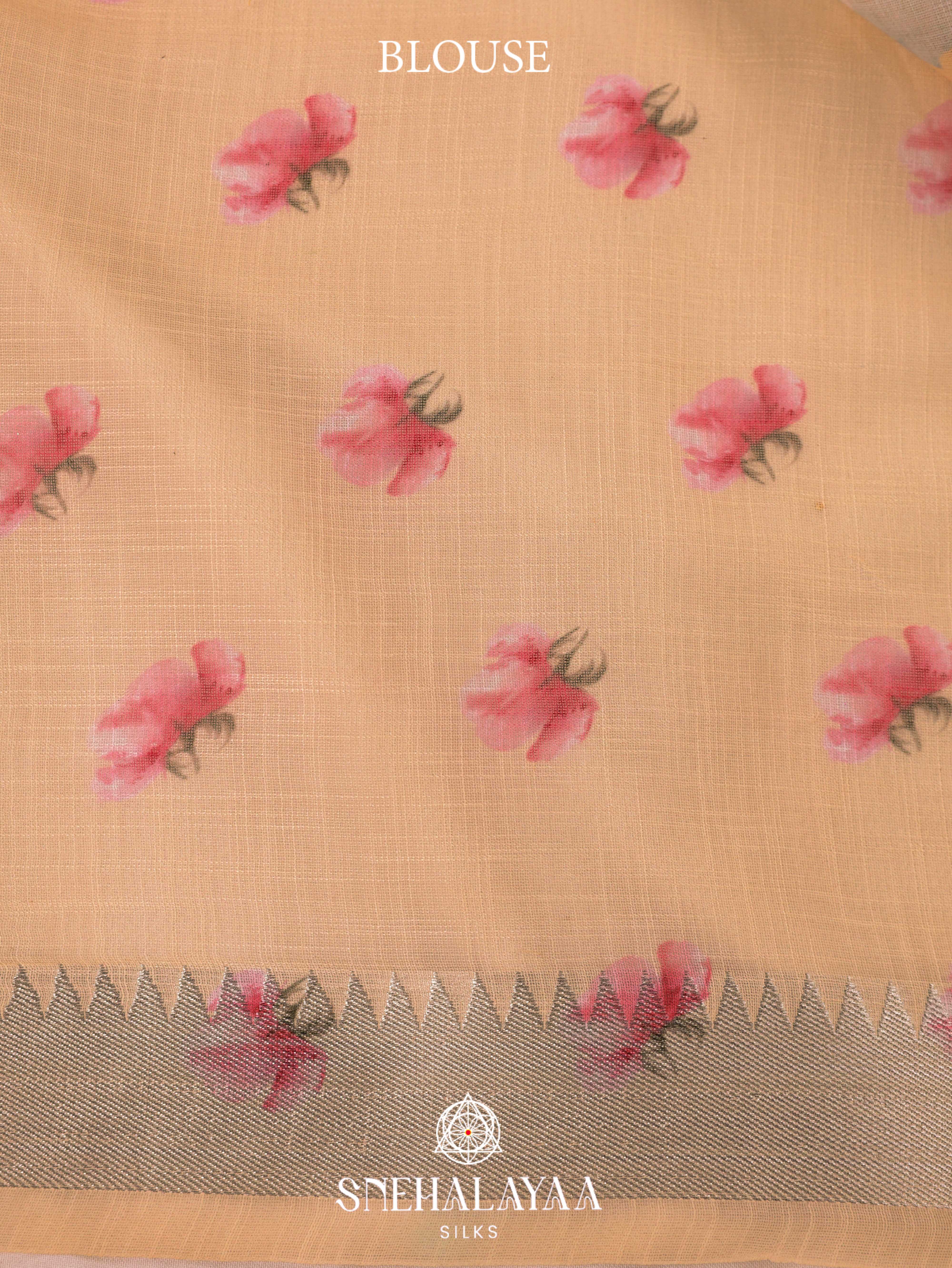 Yellow Printed Linen Saree