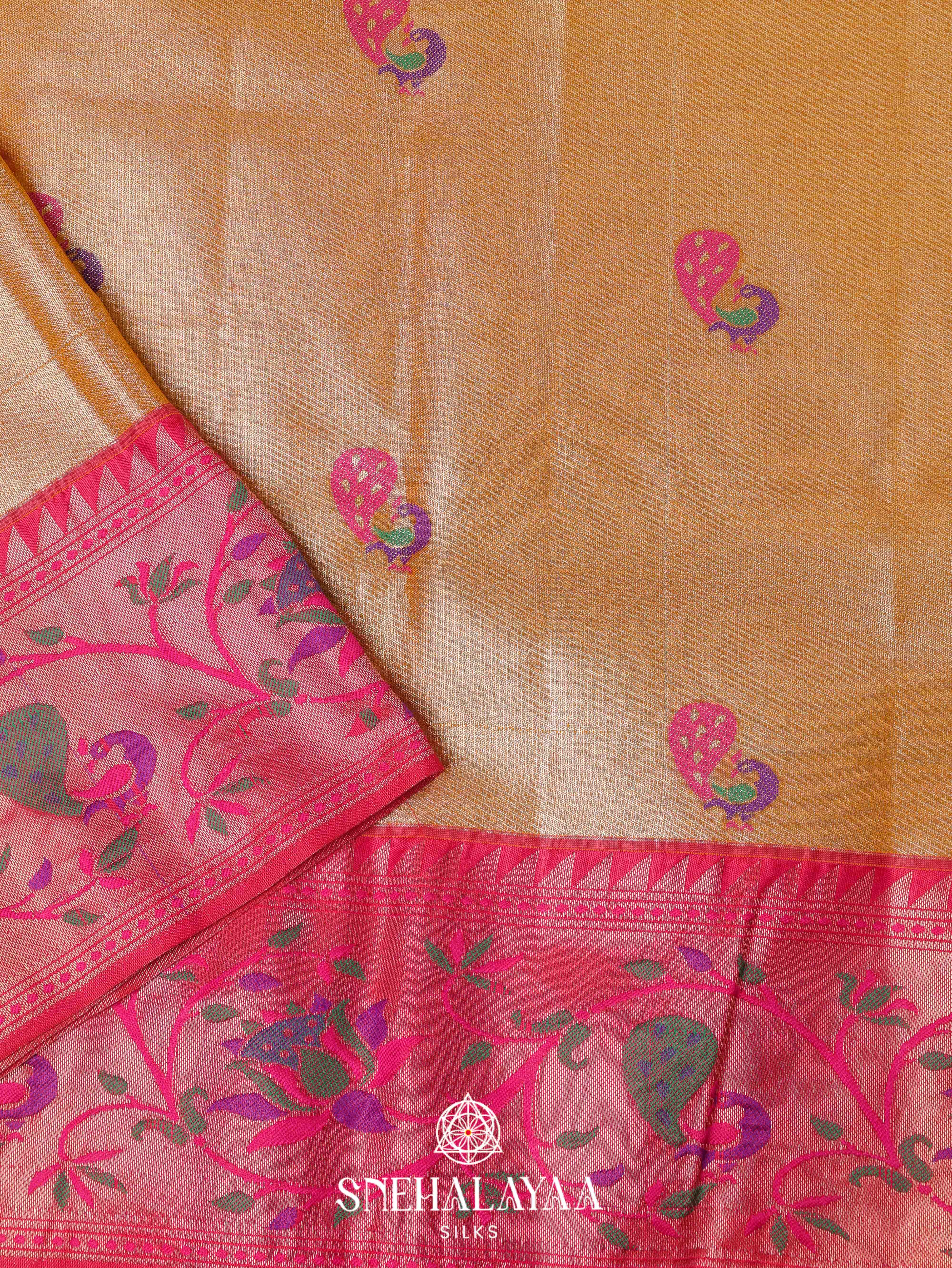 Yellow Art Silk Saree