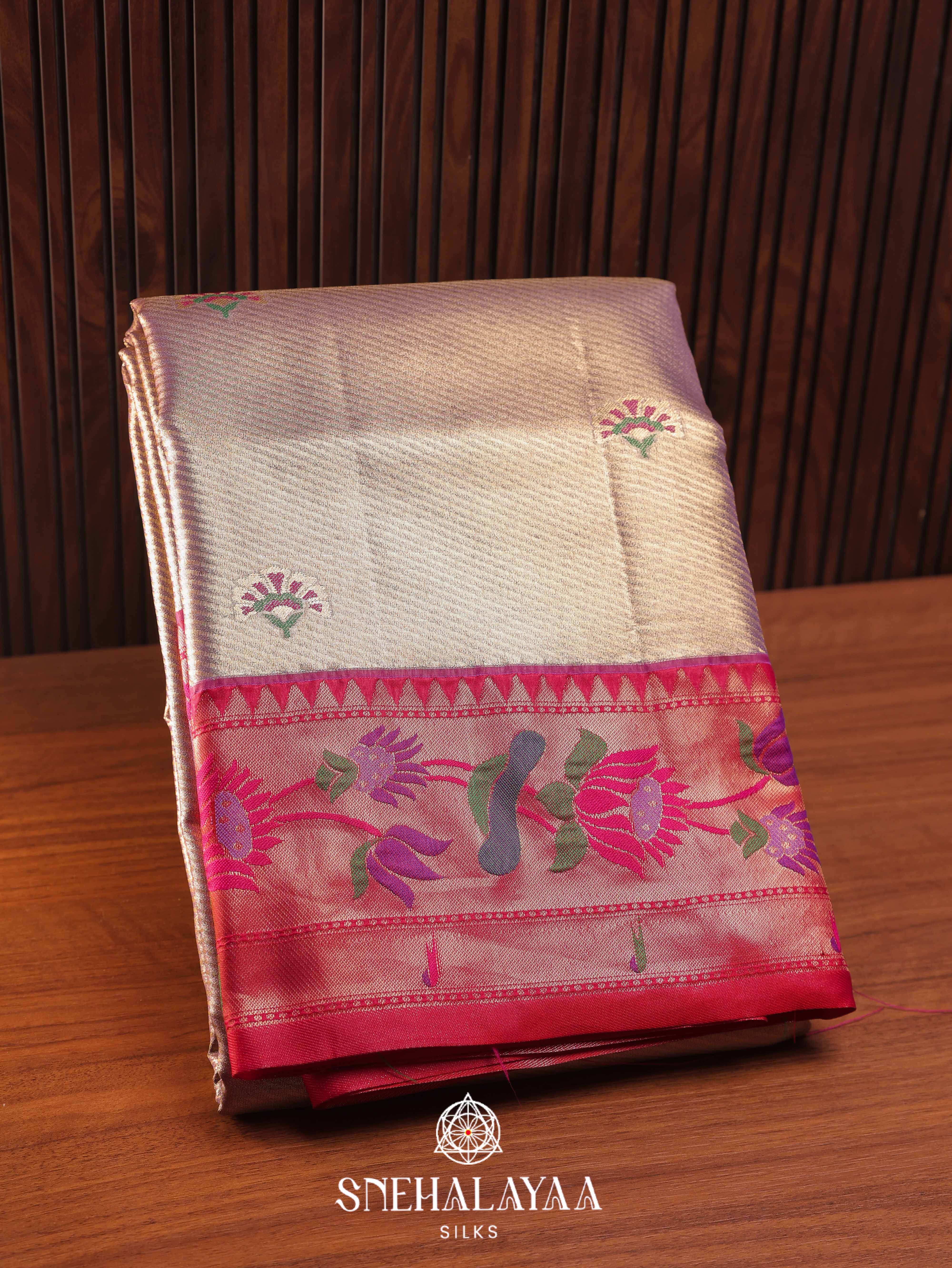 Rose Pink Art Silk Saree