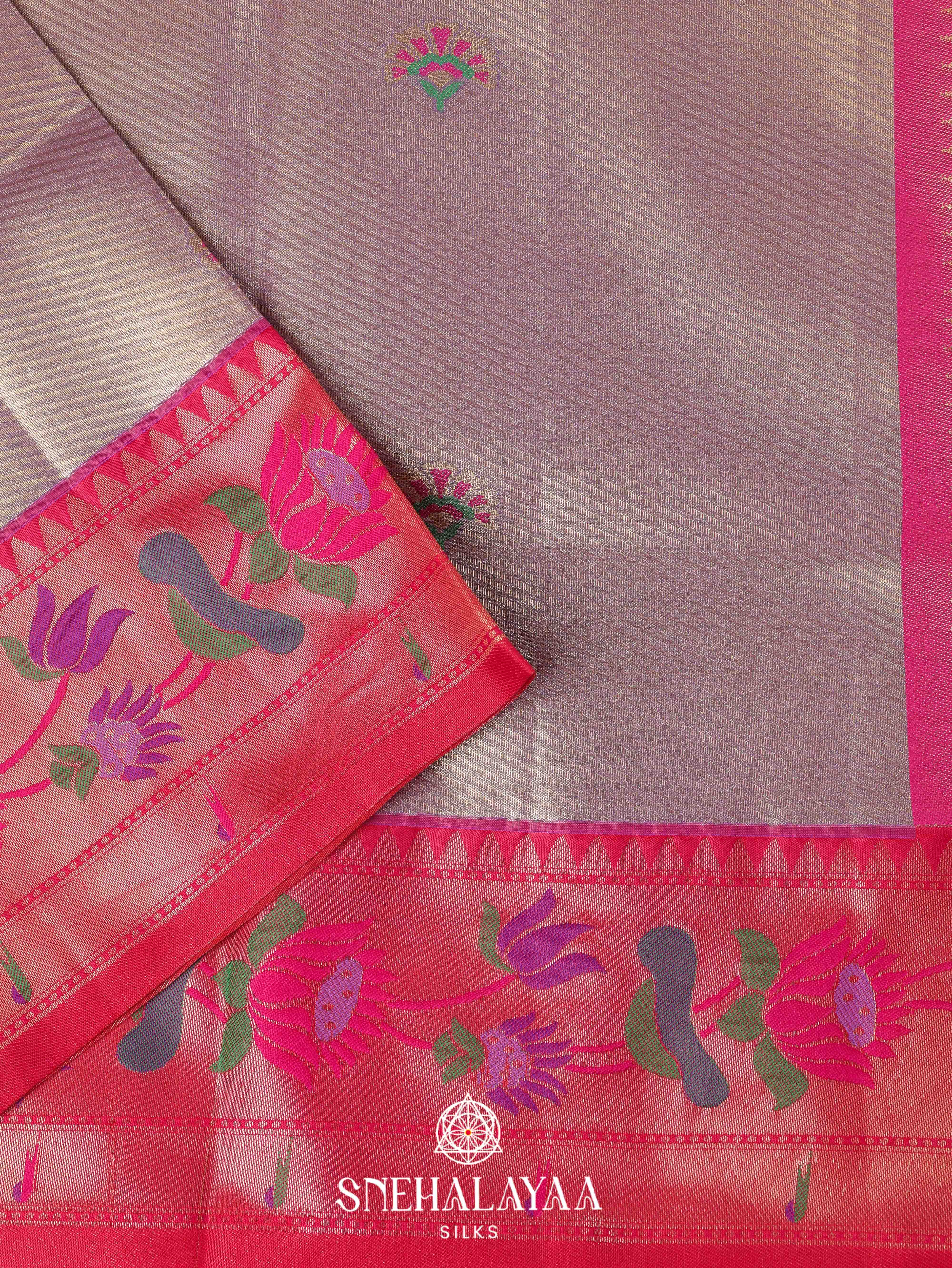 Rose Pink Art Silk Saree