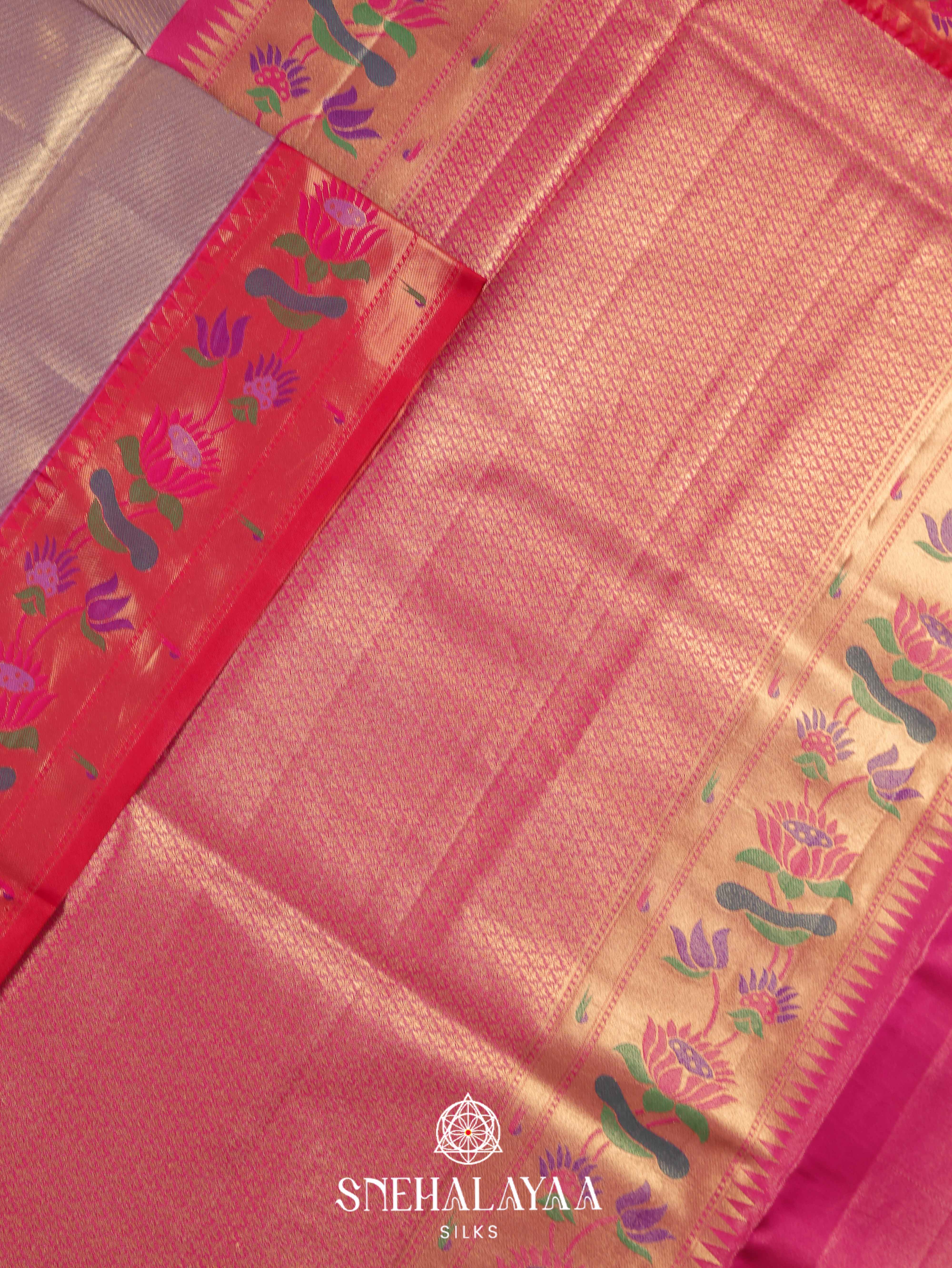 Rose Pink Art Silk Saree