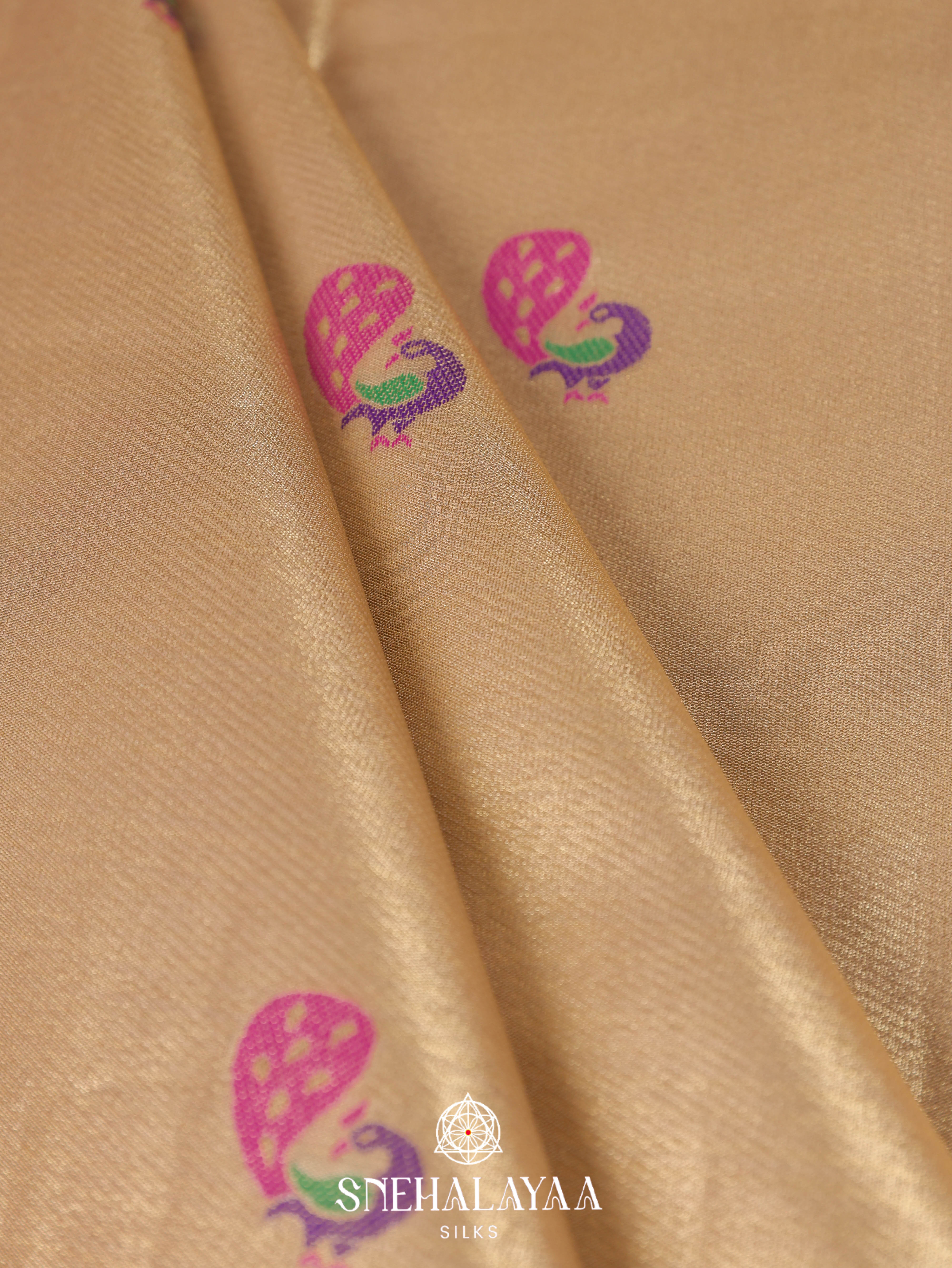 Pale Yellow Art Silk Saree