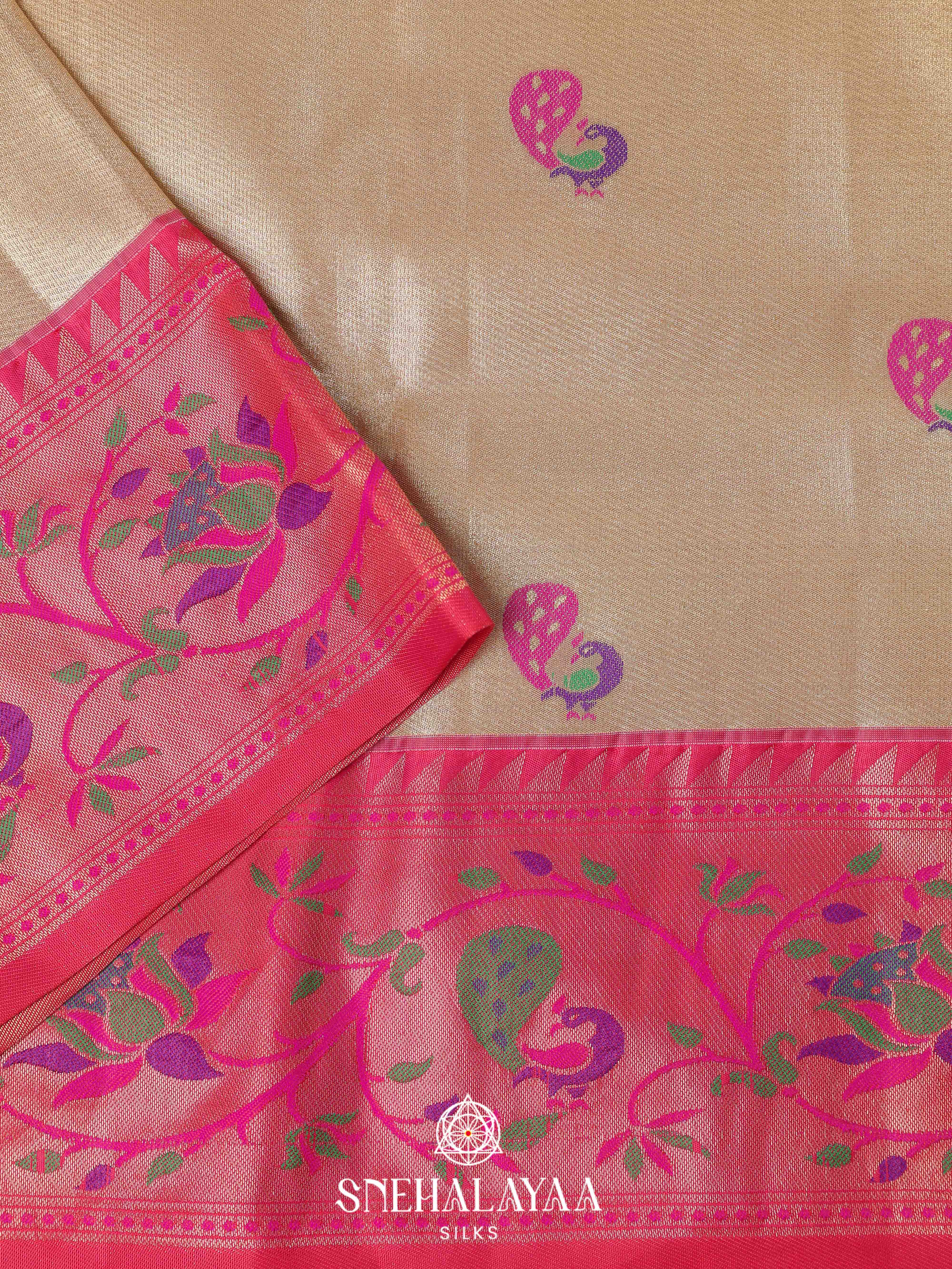 Pale Yellow Art Silk Saree
