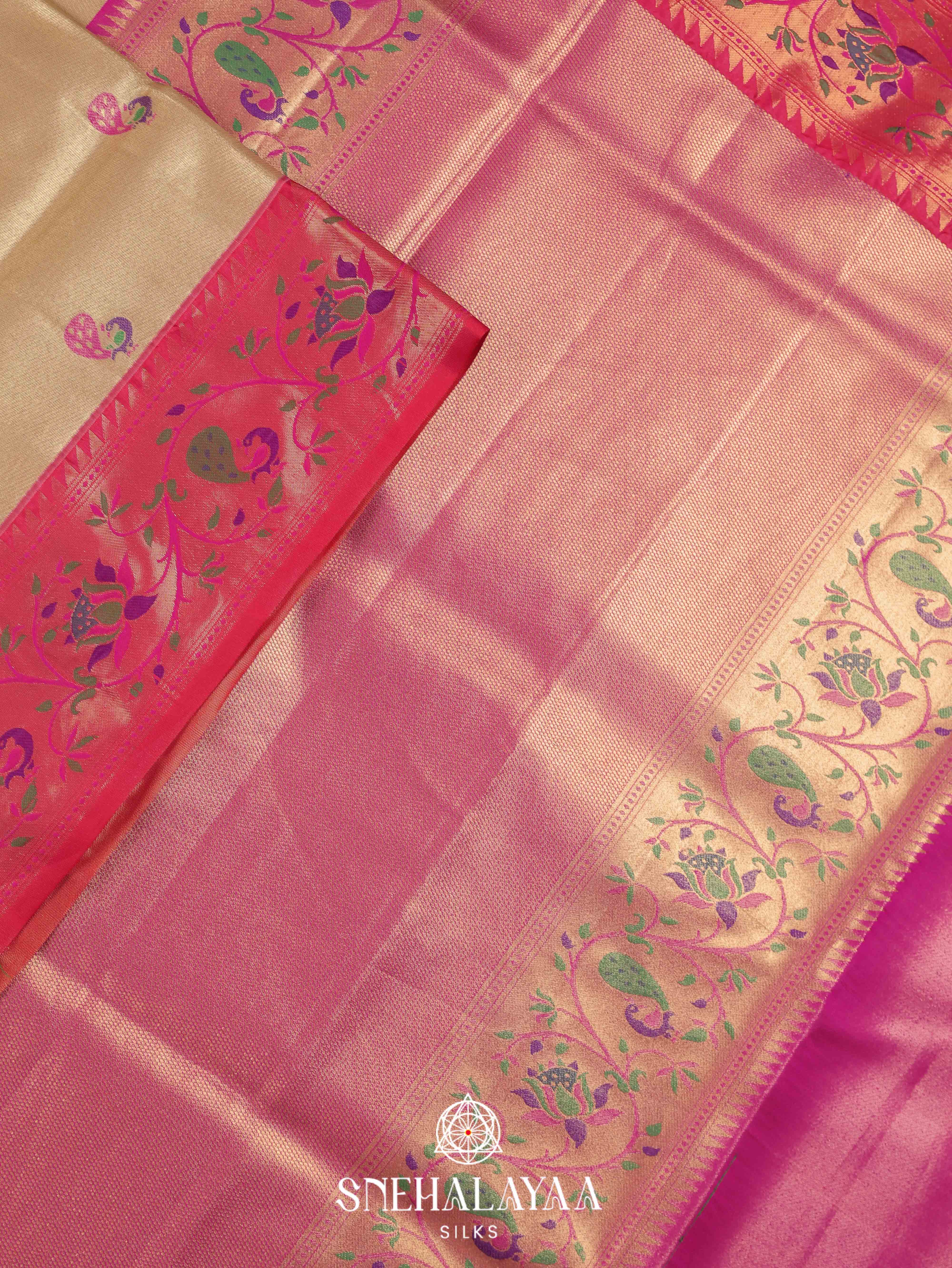 Pale Yellow Art Silk Saree