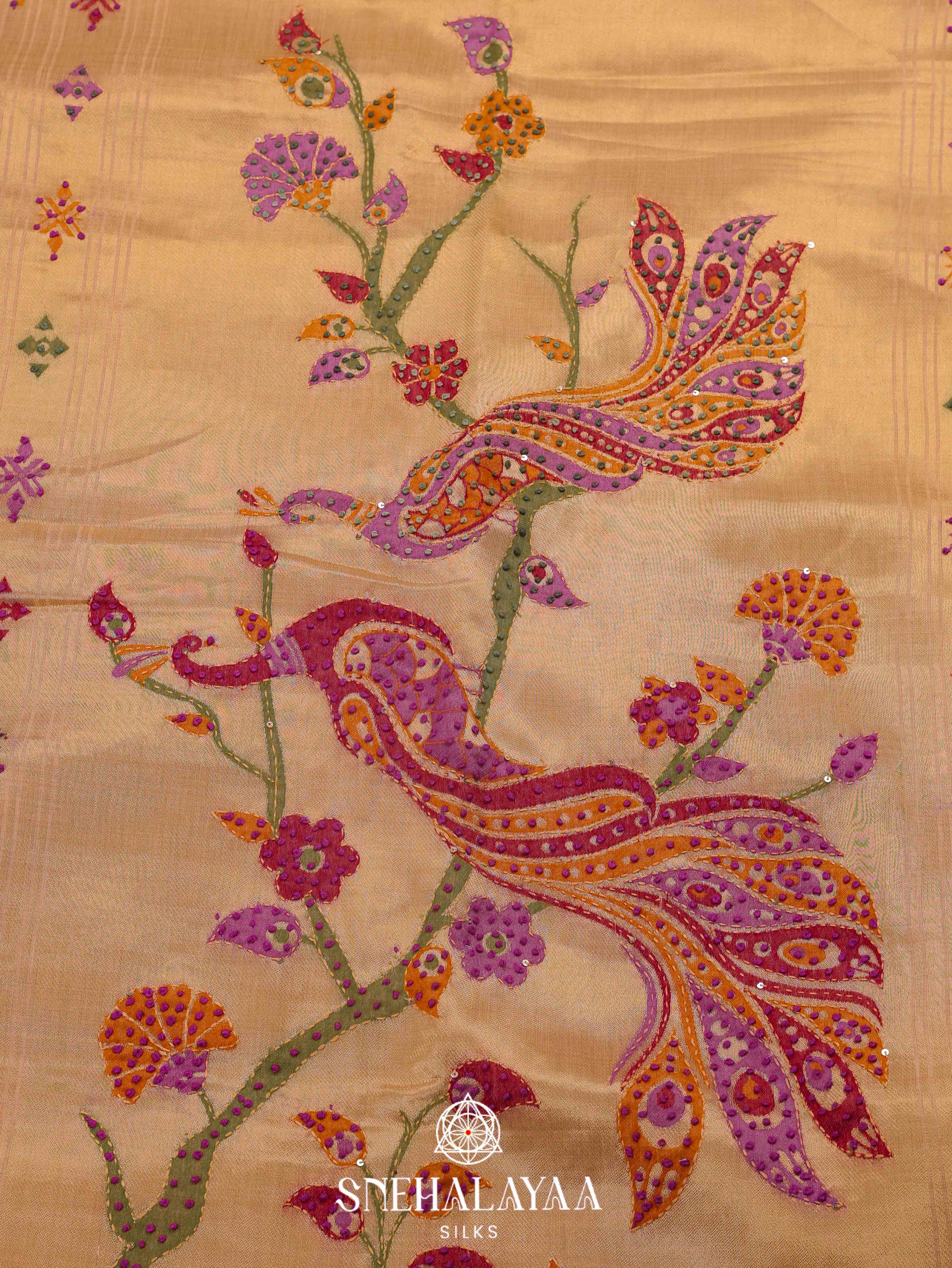 Beige  Munga Cotton Saree