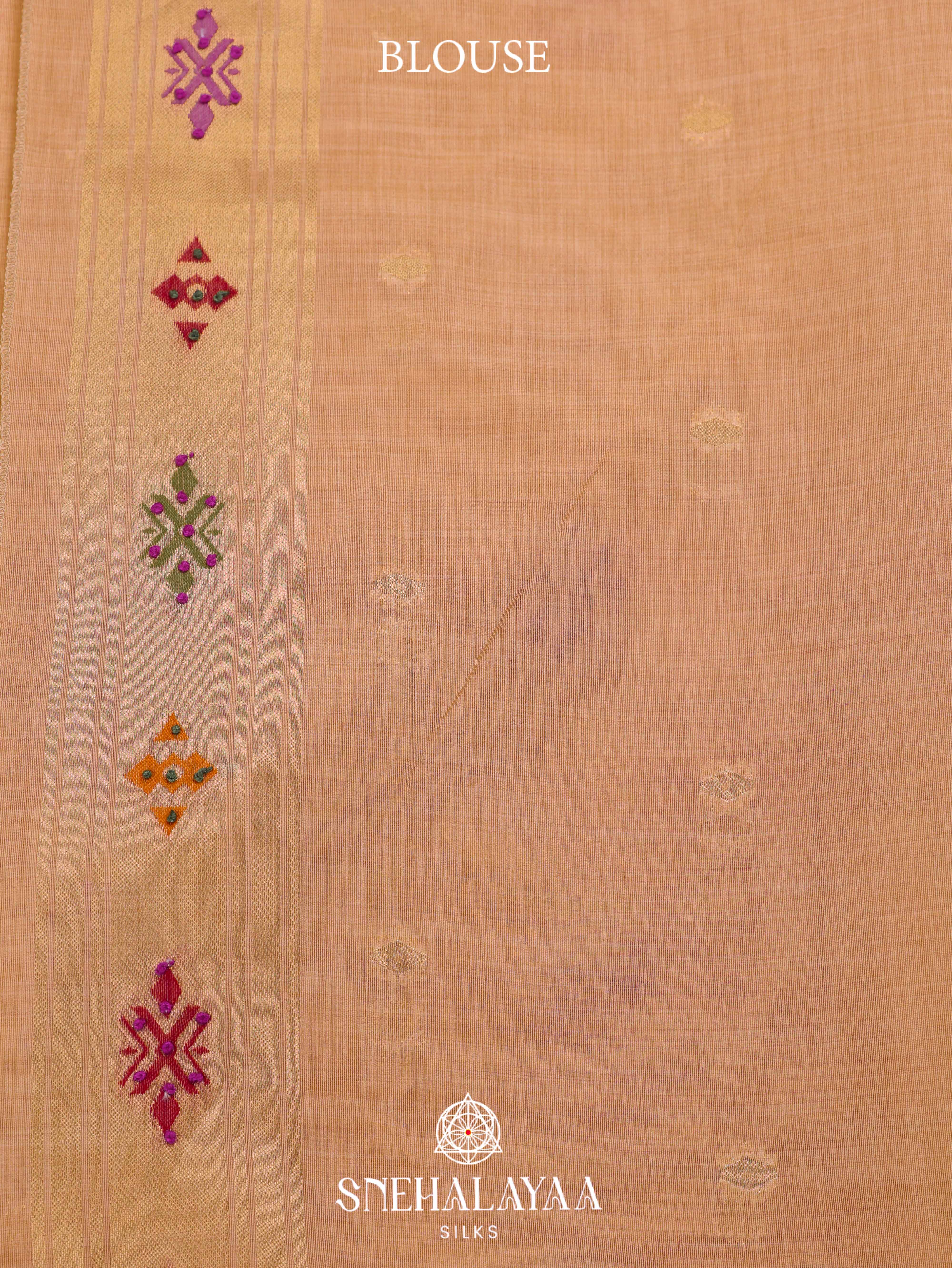 Beige  Munga Cotton Saree