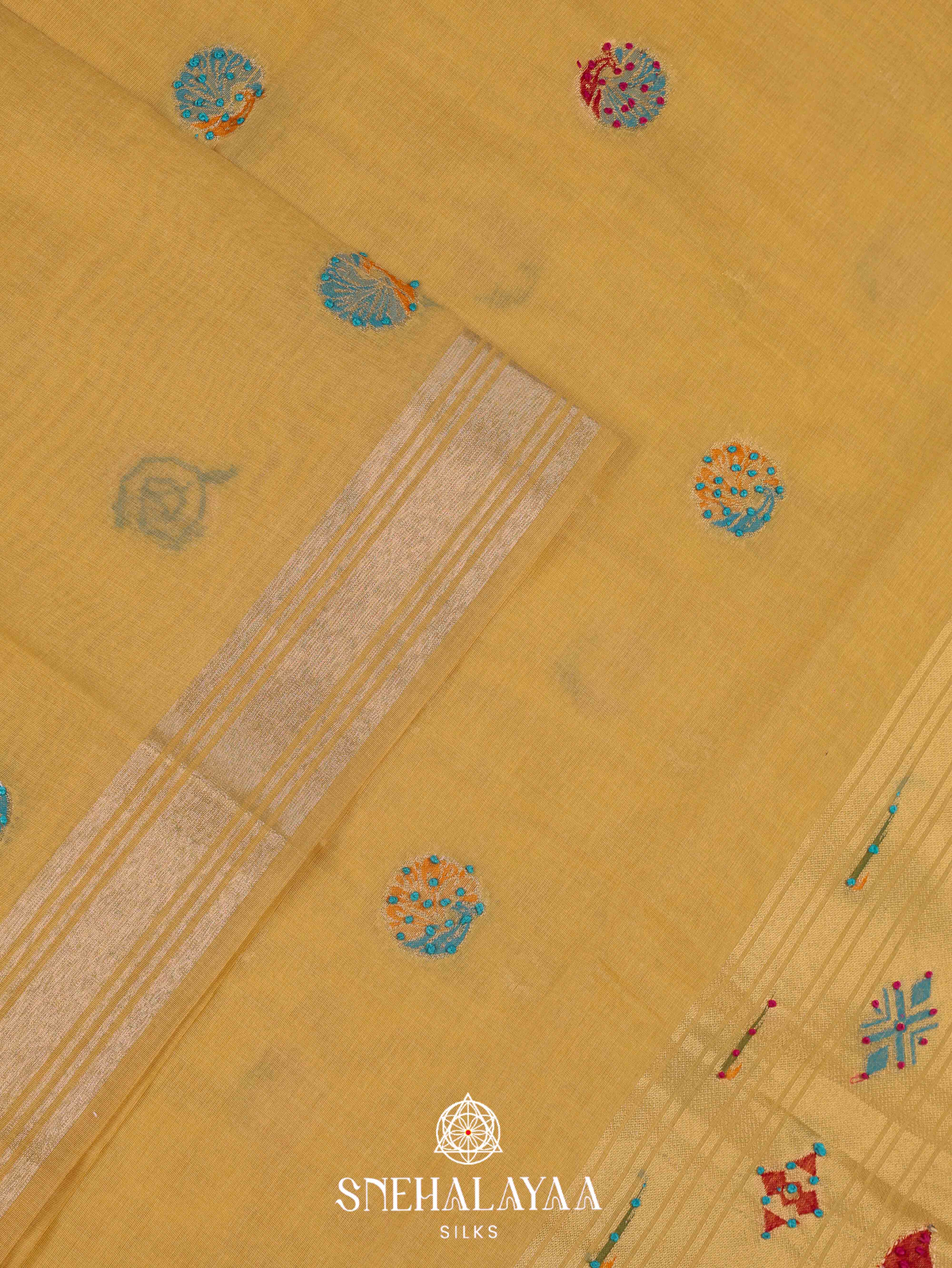 Cream Munga Cotton Saree