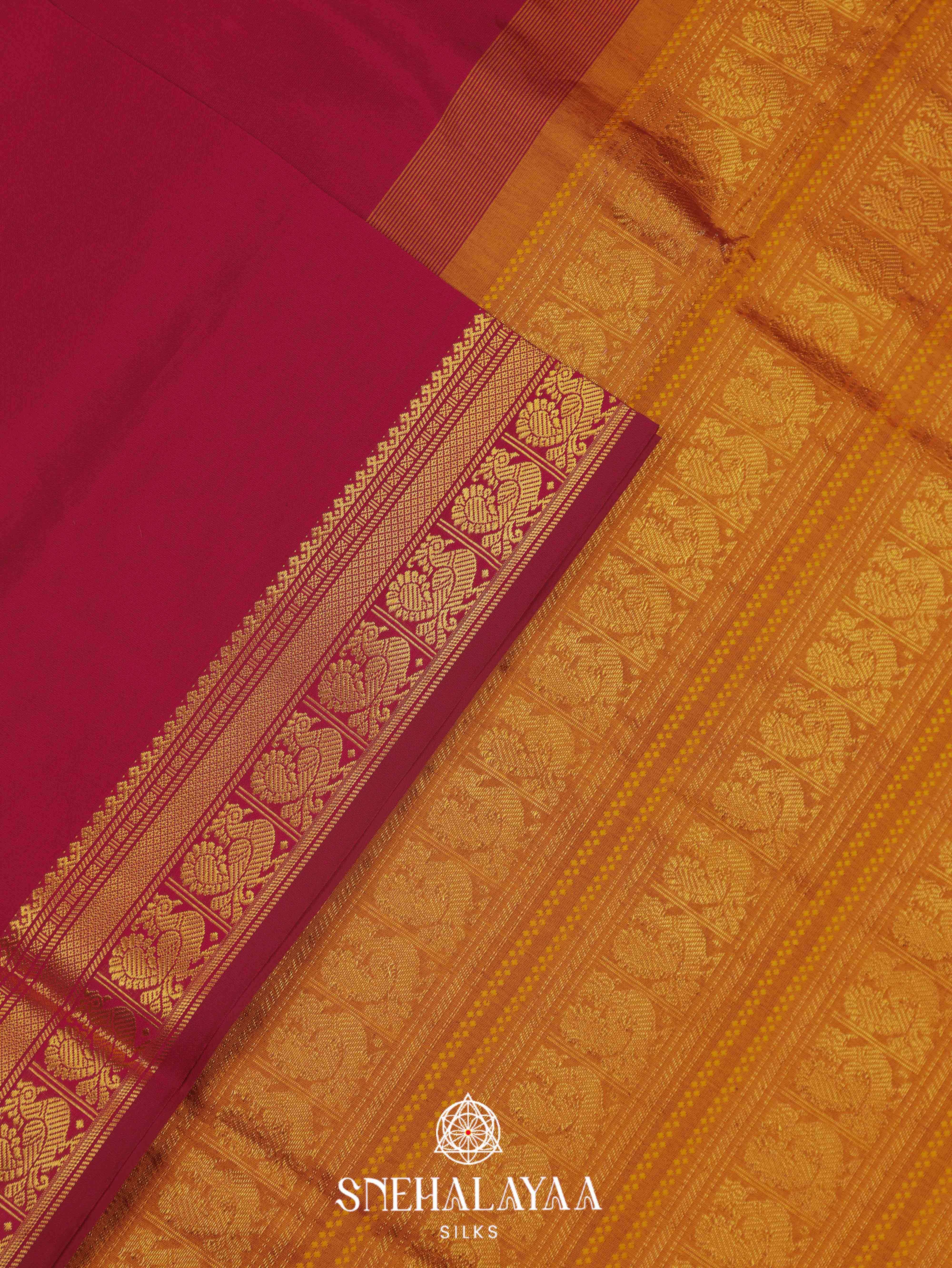 Maroon Silk Cotton Saree