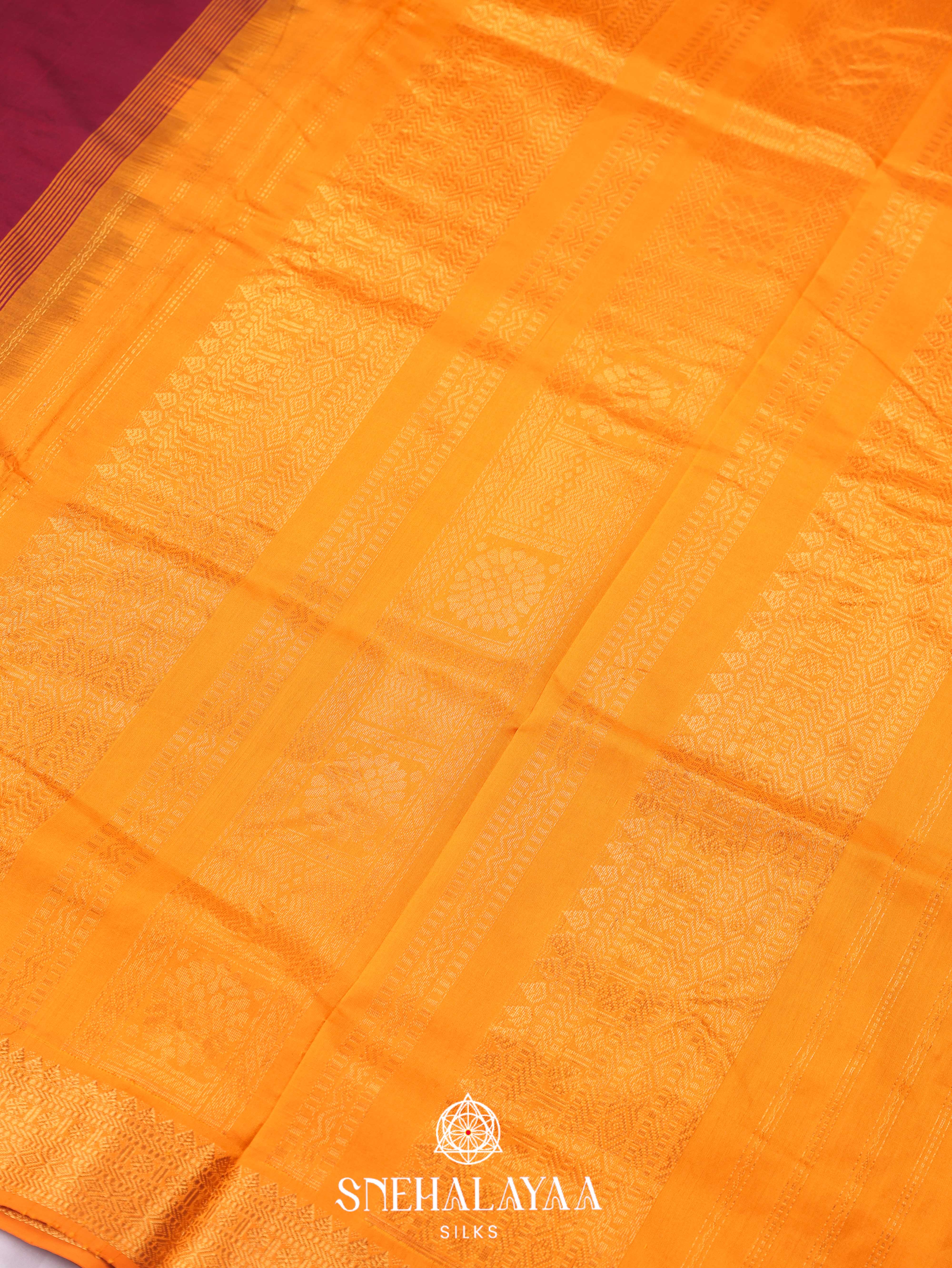 Maroon Silk Cotton Saree