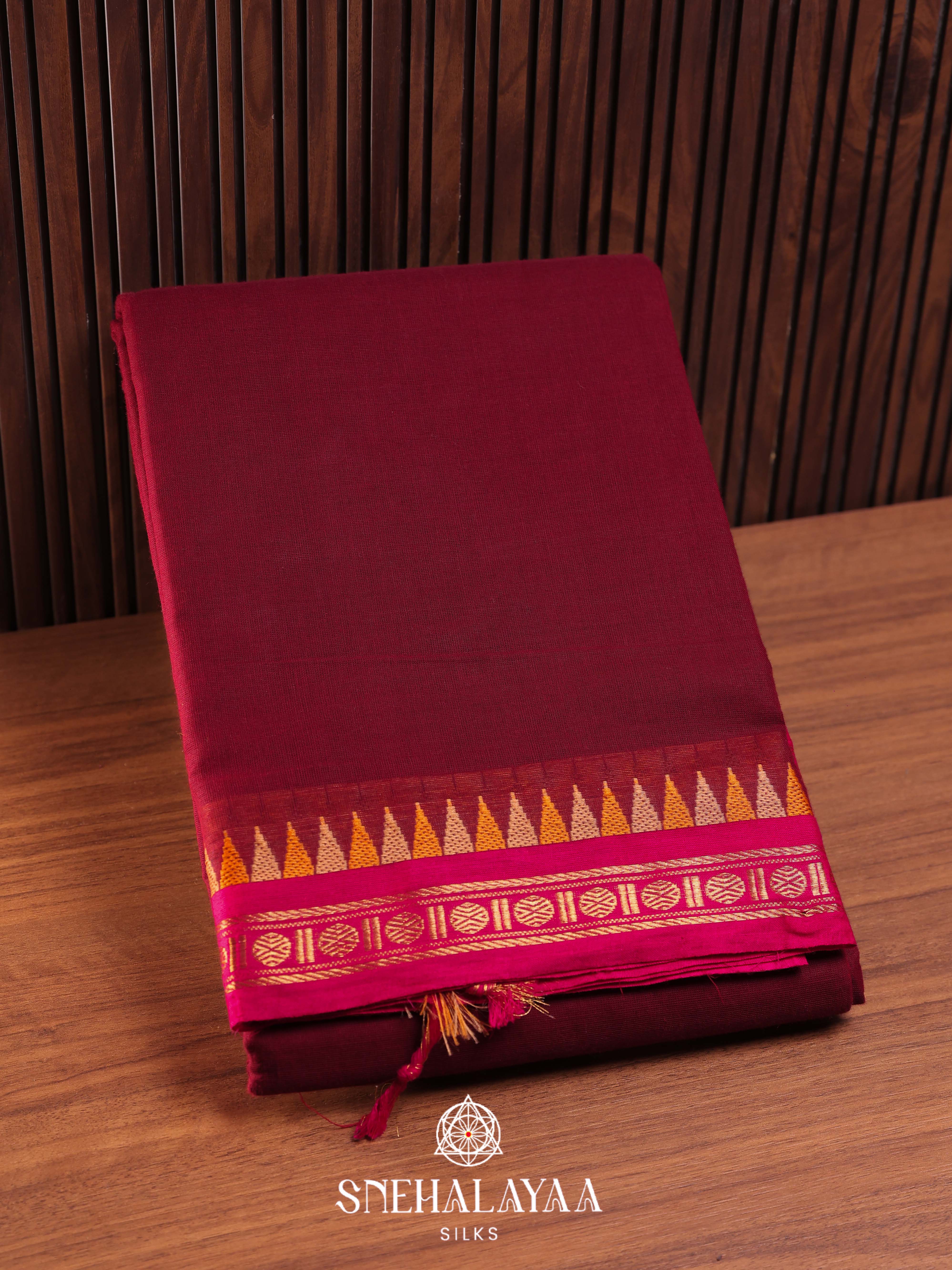Maroon Chettinad Cotton Saree