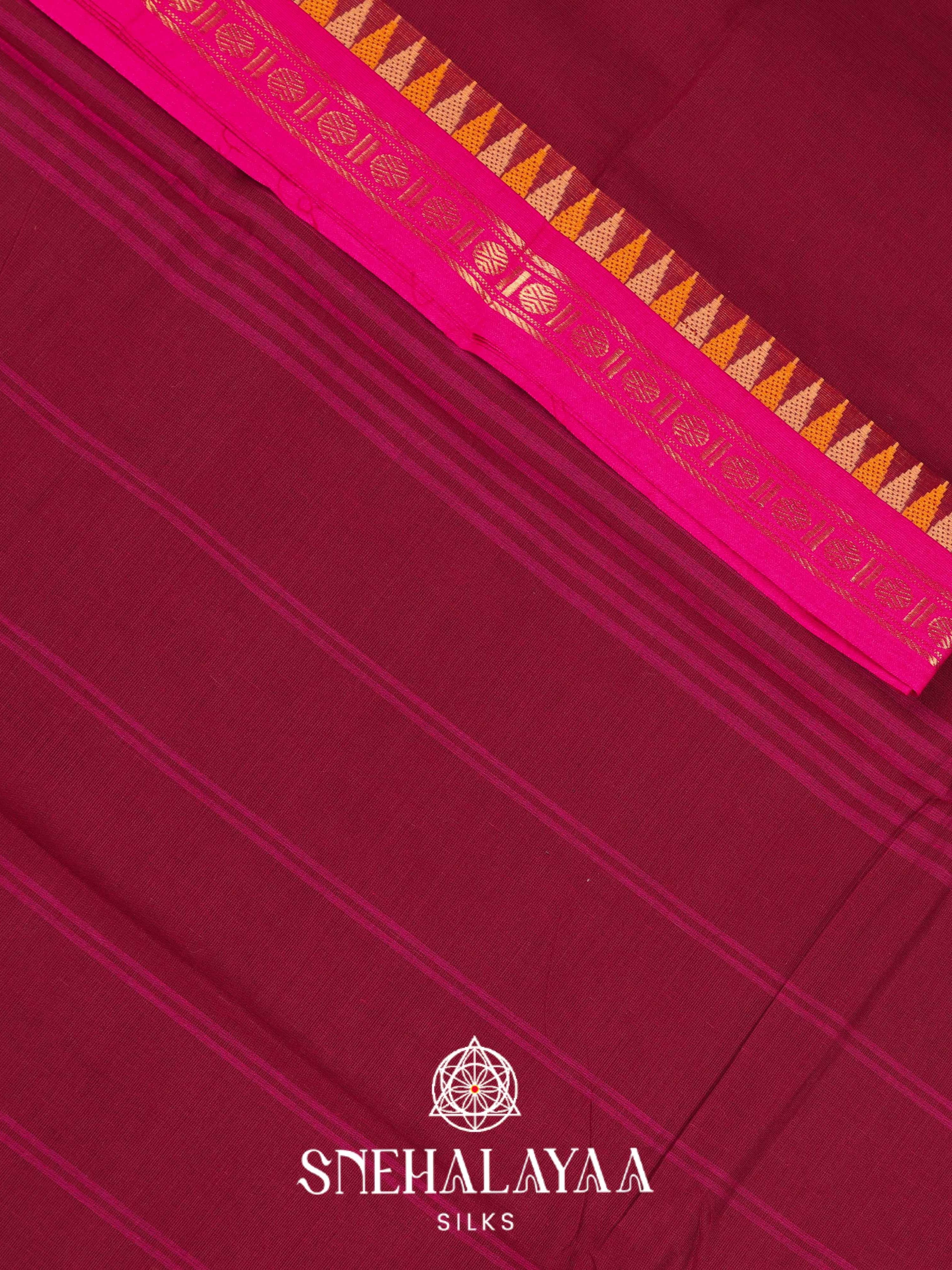 Maroon Chettinad Cotton Saree