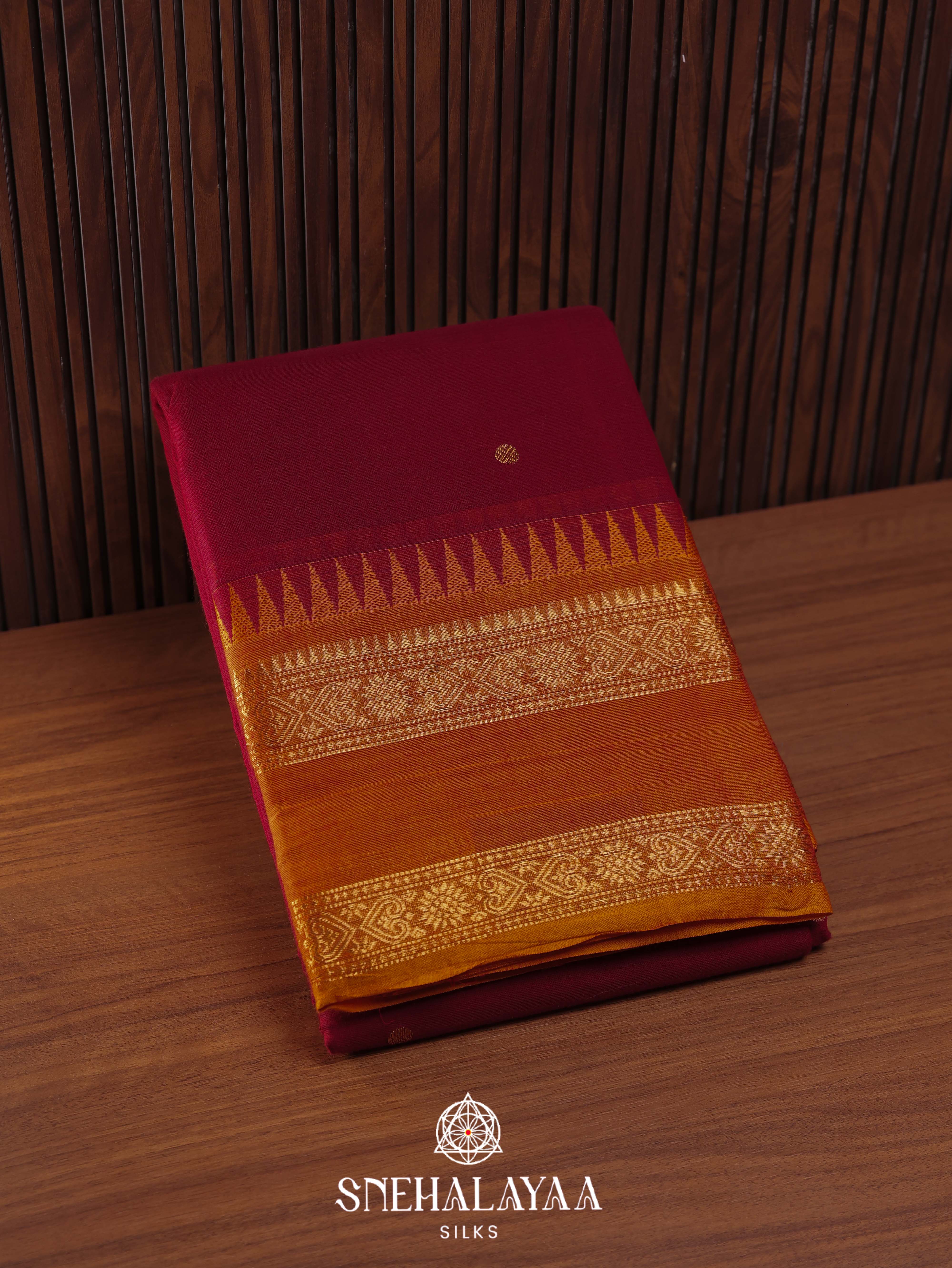 Maroon Kanchi Cotton Saree
