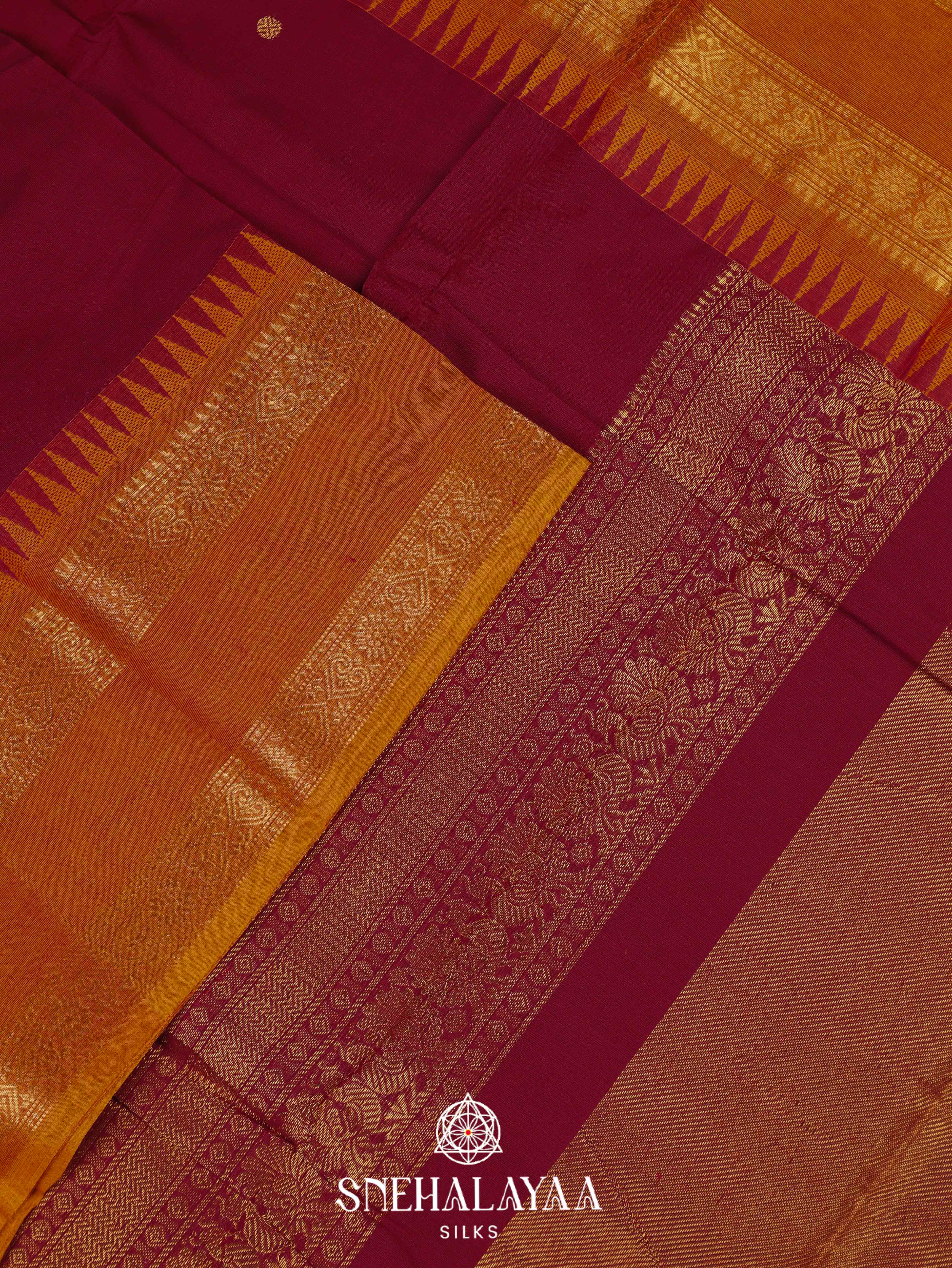 Maroon Kanchi Cotton Saree