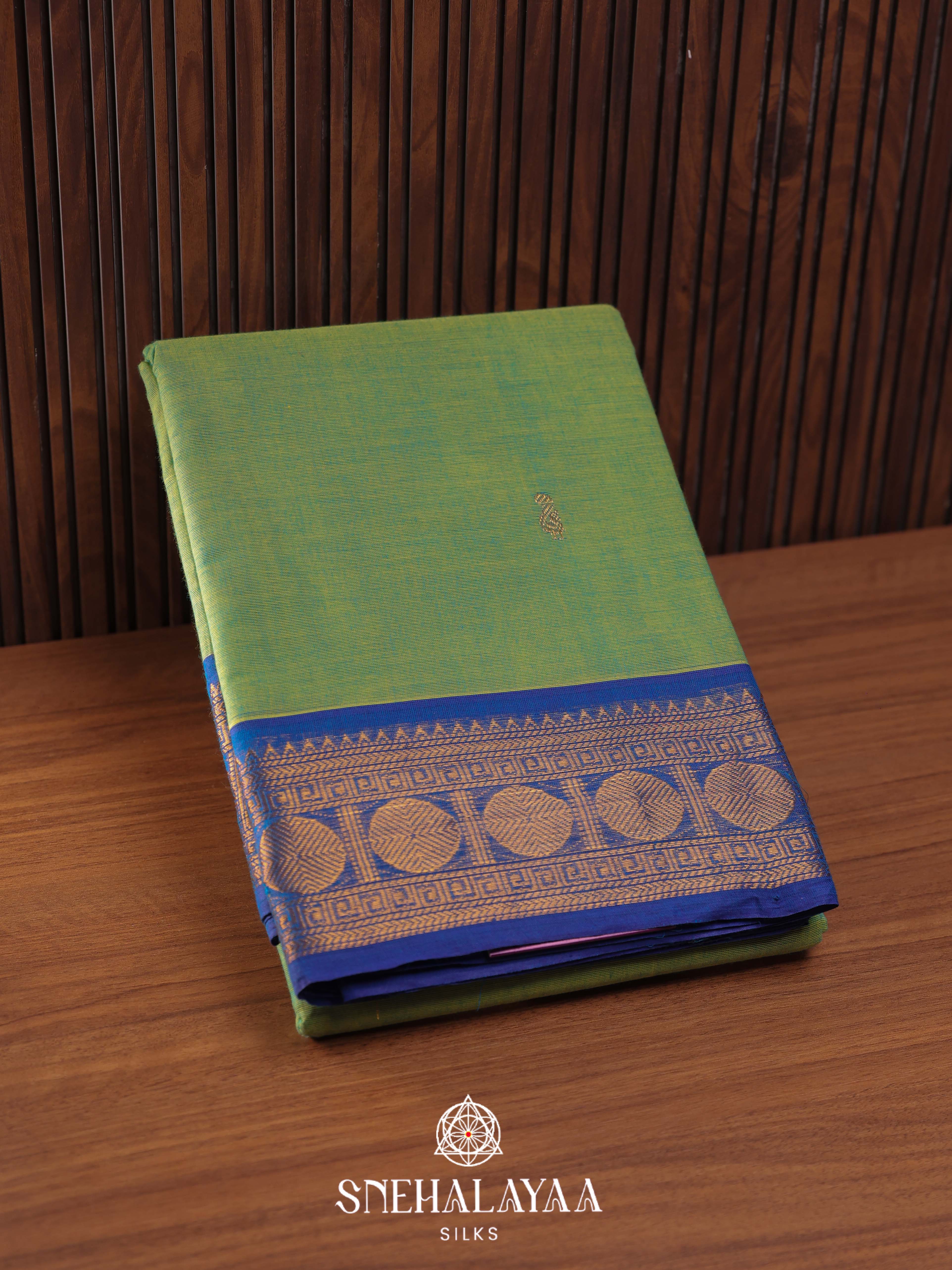 Pista Green Kanchi Cotton Saree