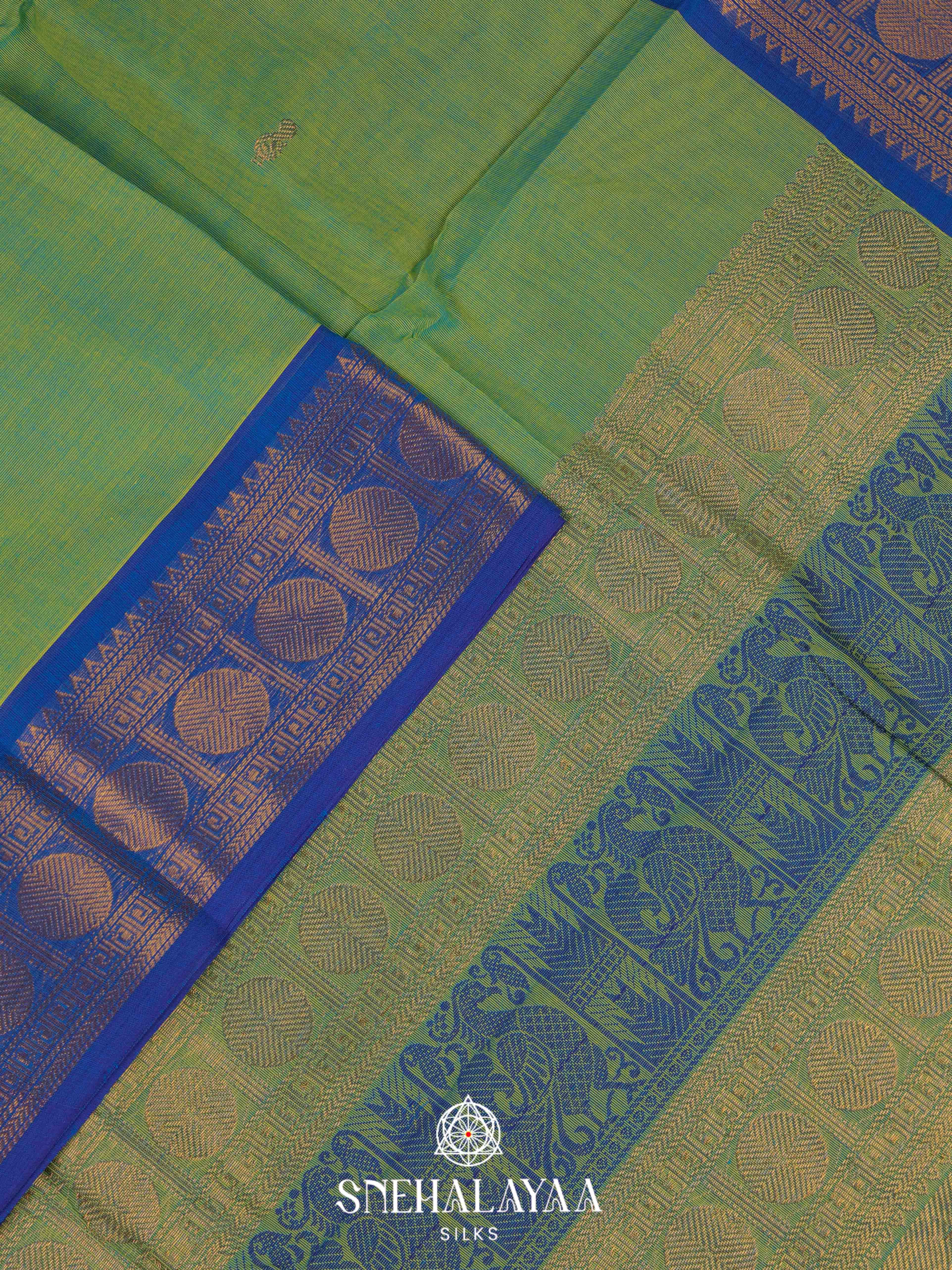 Pista Green Kanchi Cotton Saree