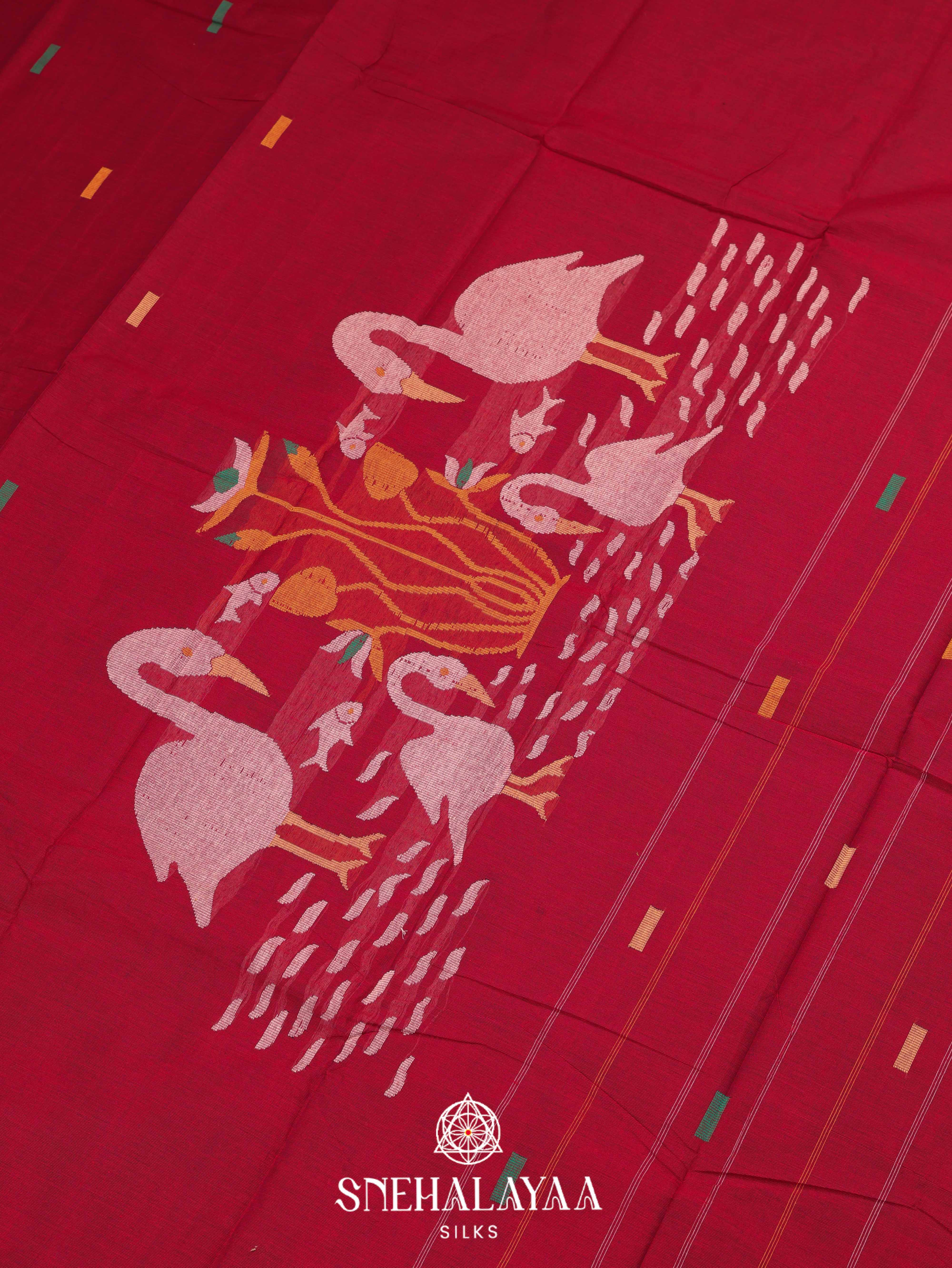 Maroon Kanchi Cotton Saree