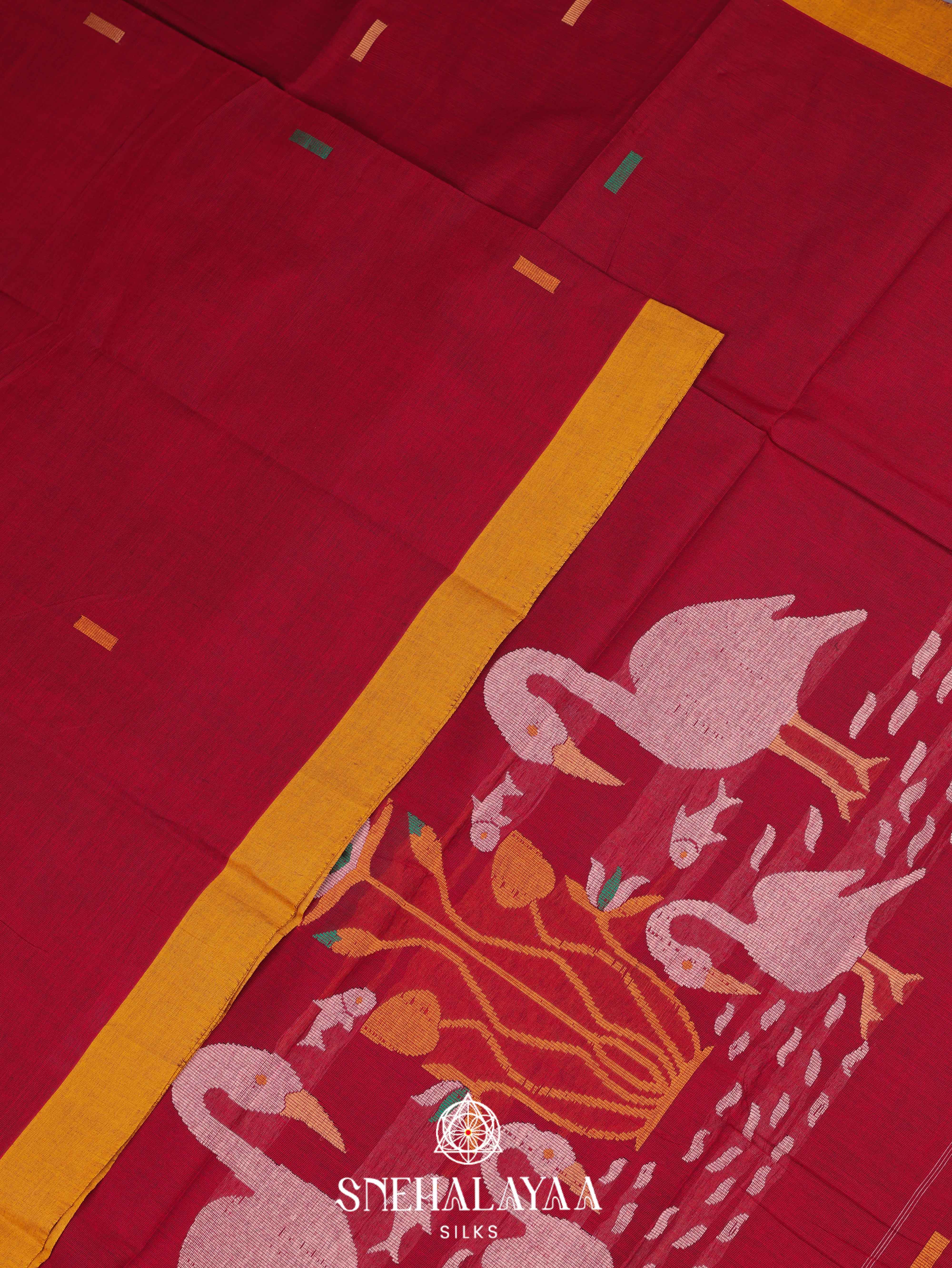 Maroon Kanchi Cotton Saree
