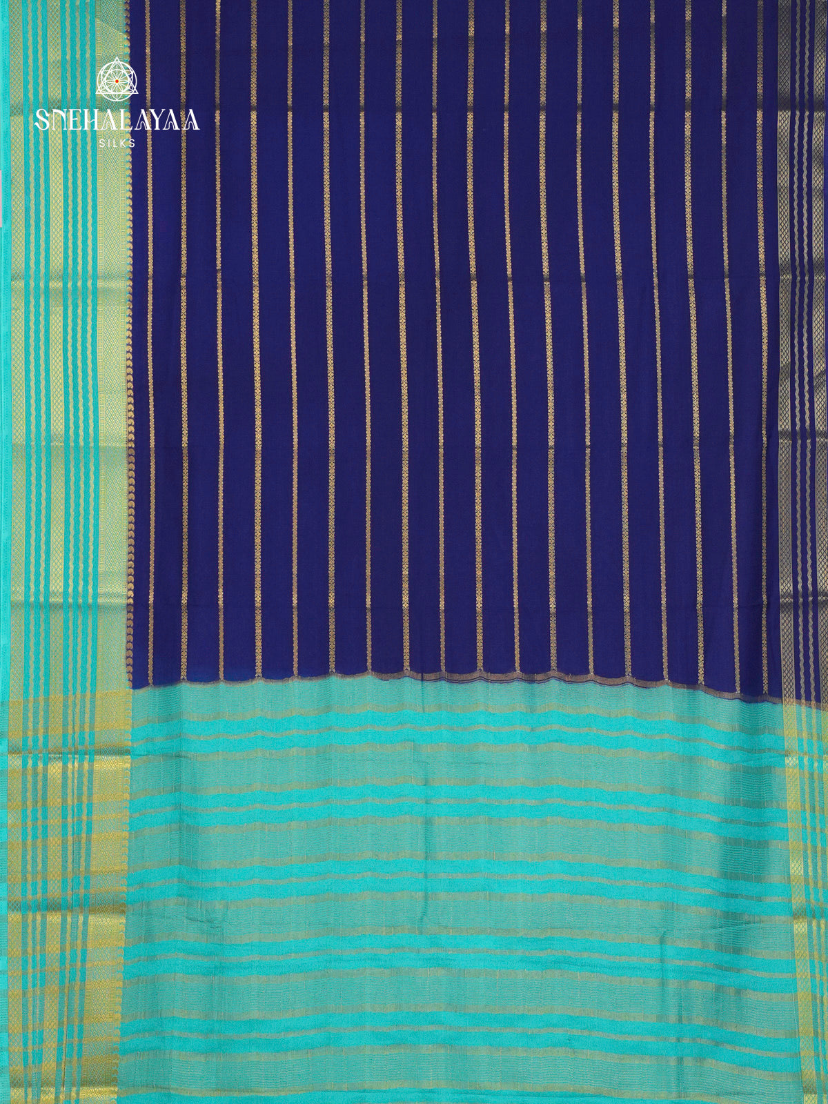 Royal Blue Printed Mysore Silk Saree