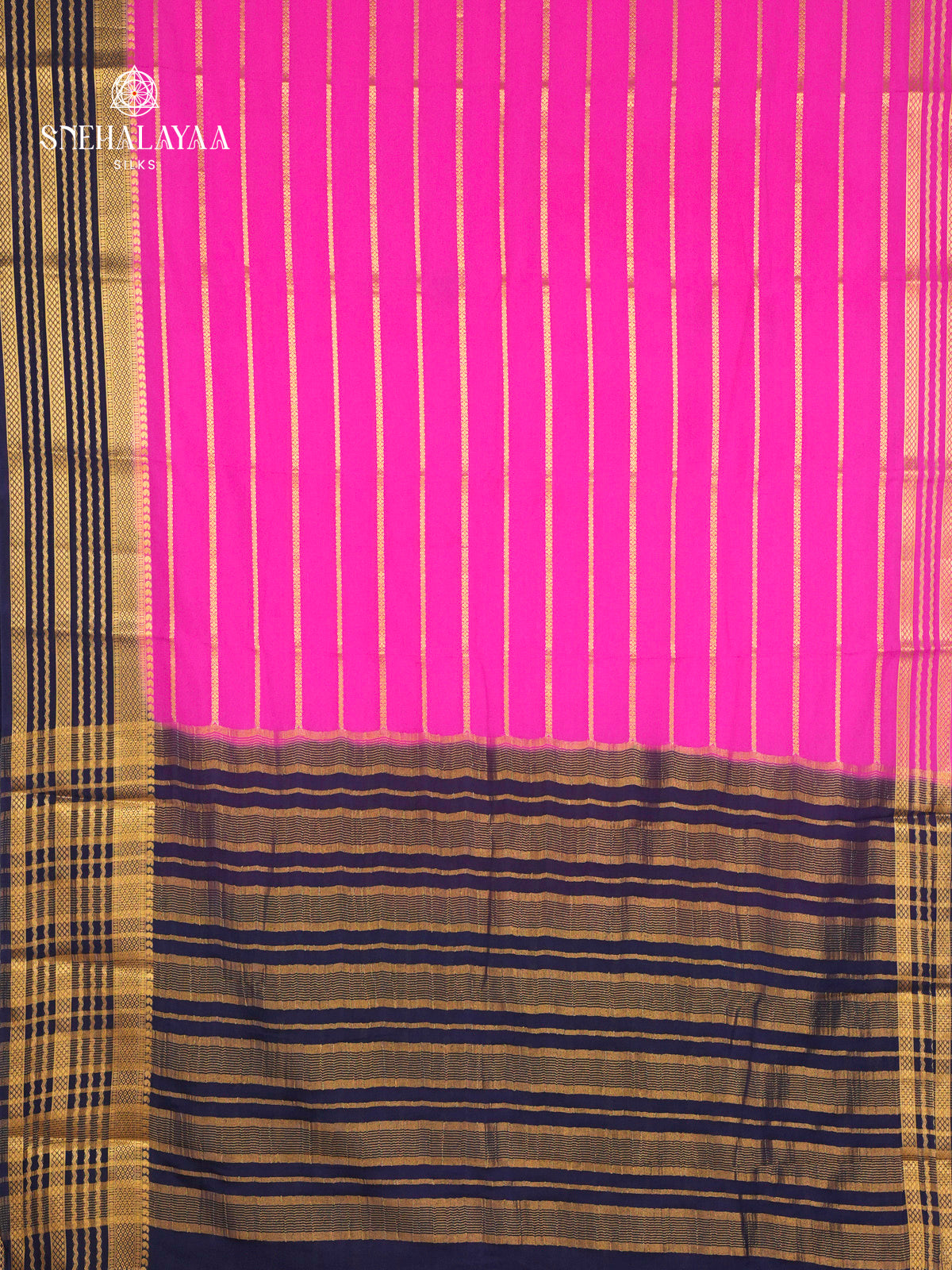 Rani Pink Printed Mysore Silk Saree