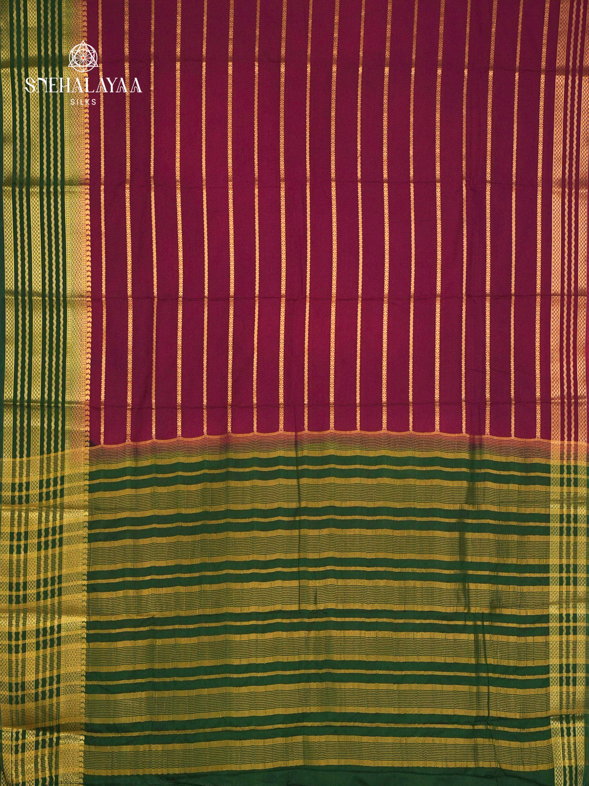 Burgundy Printed Mysore Silk Saree