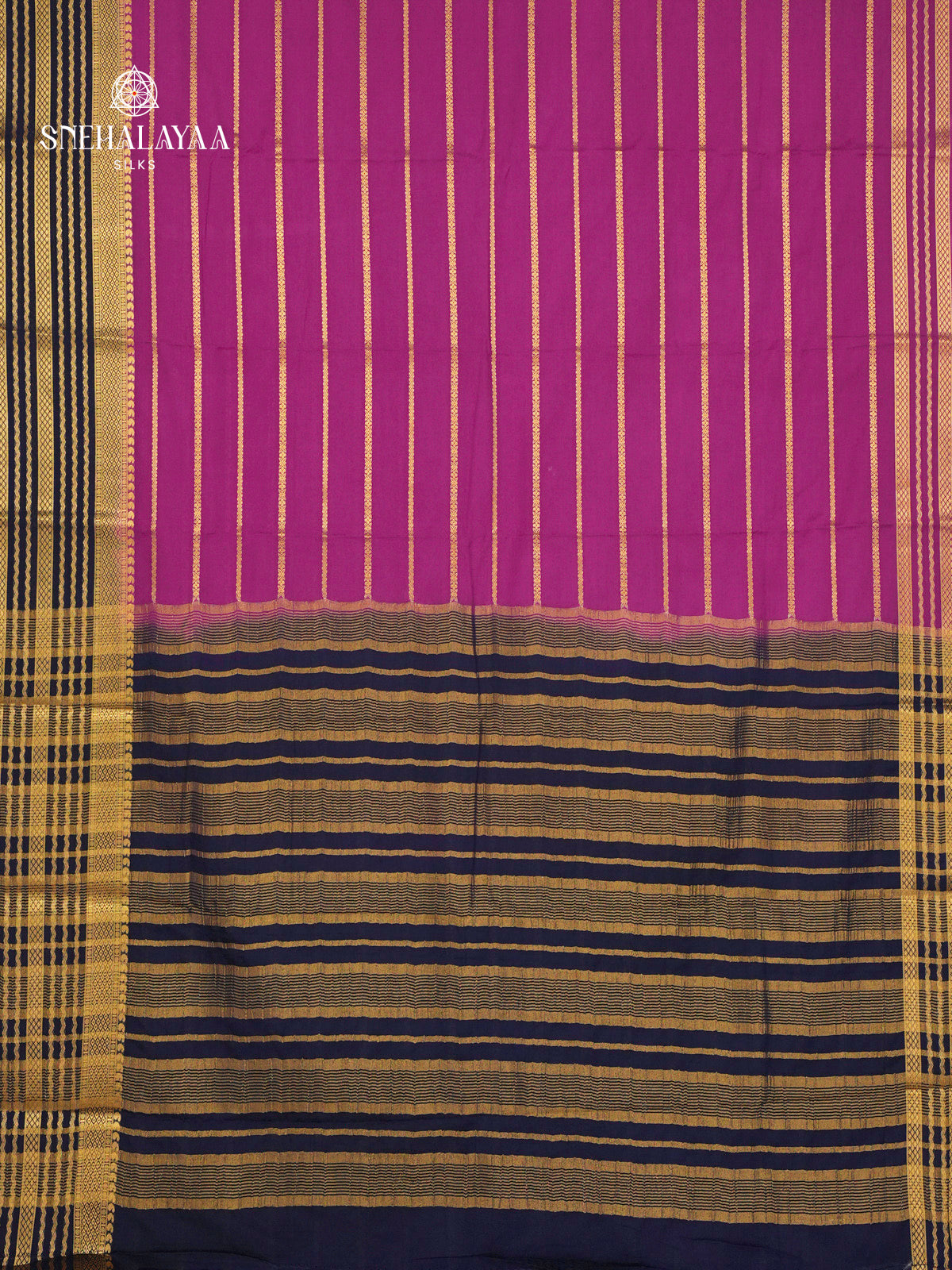 Violet Printed Mysore Silk Saree