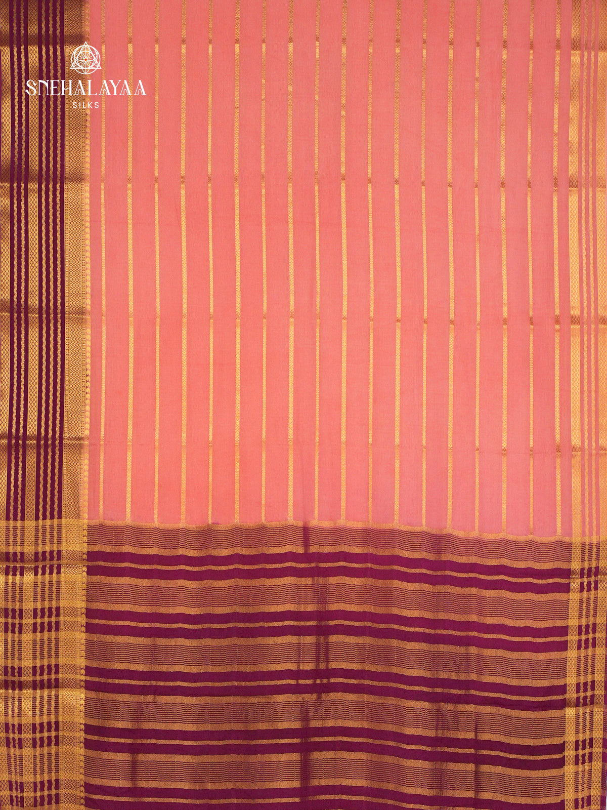 Pale Pink Printed Mysore Silk Saree