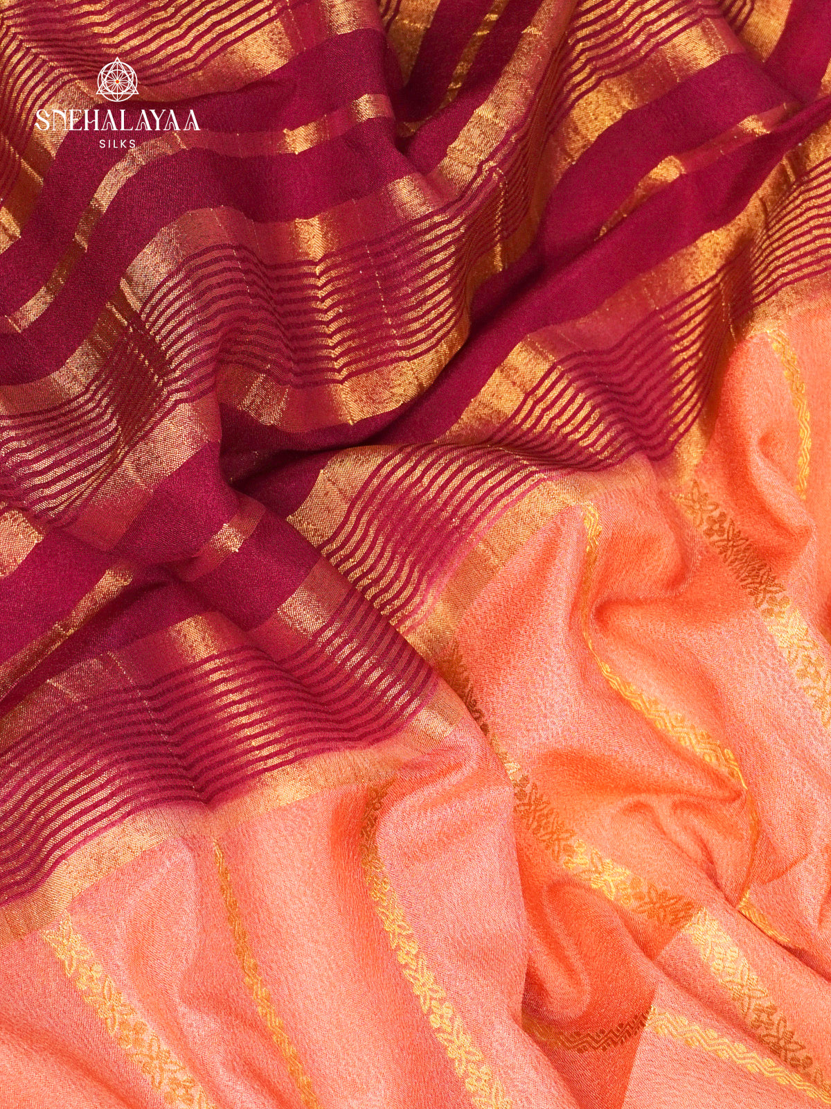 Pale Pink Printed Mysore Silk Saree