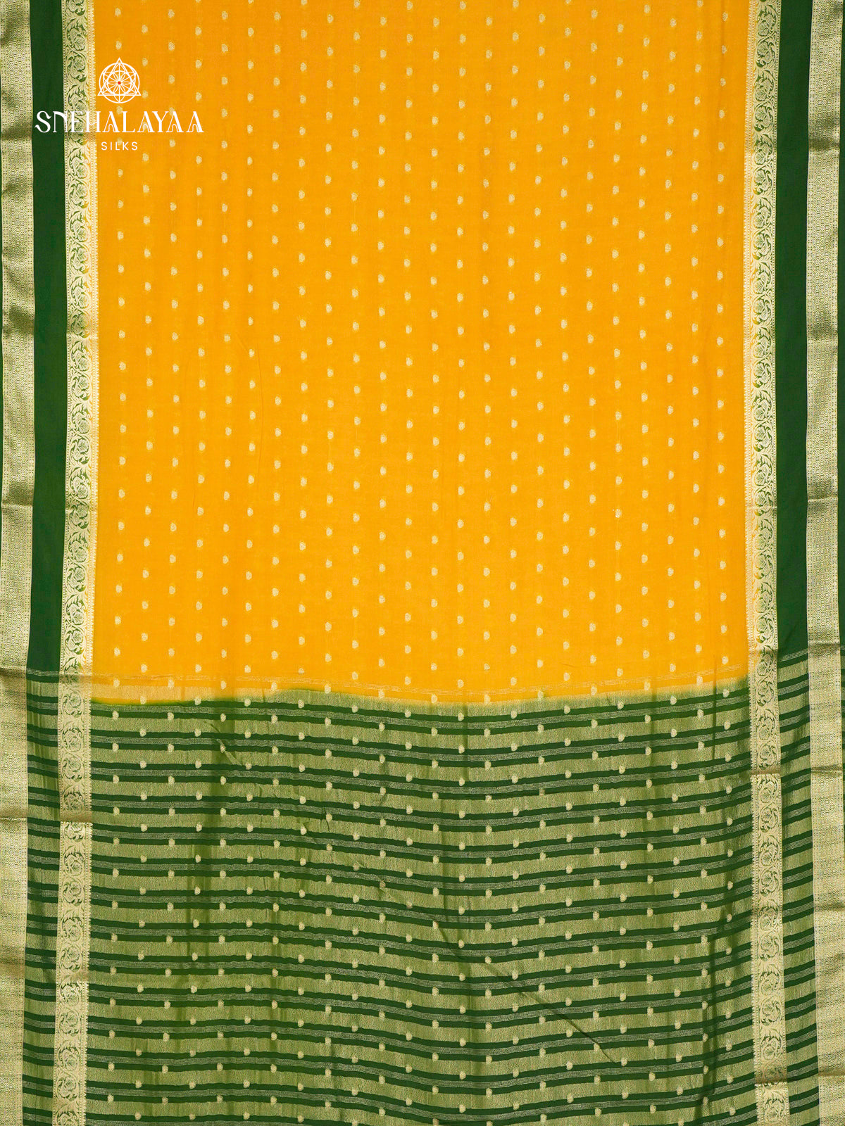 Mango Yellow Printed Mysore Silk Saree