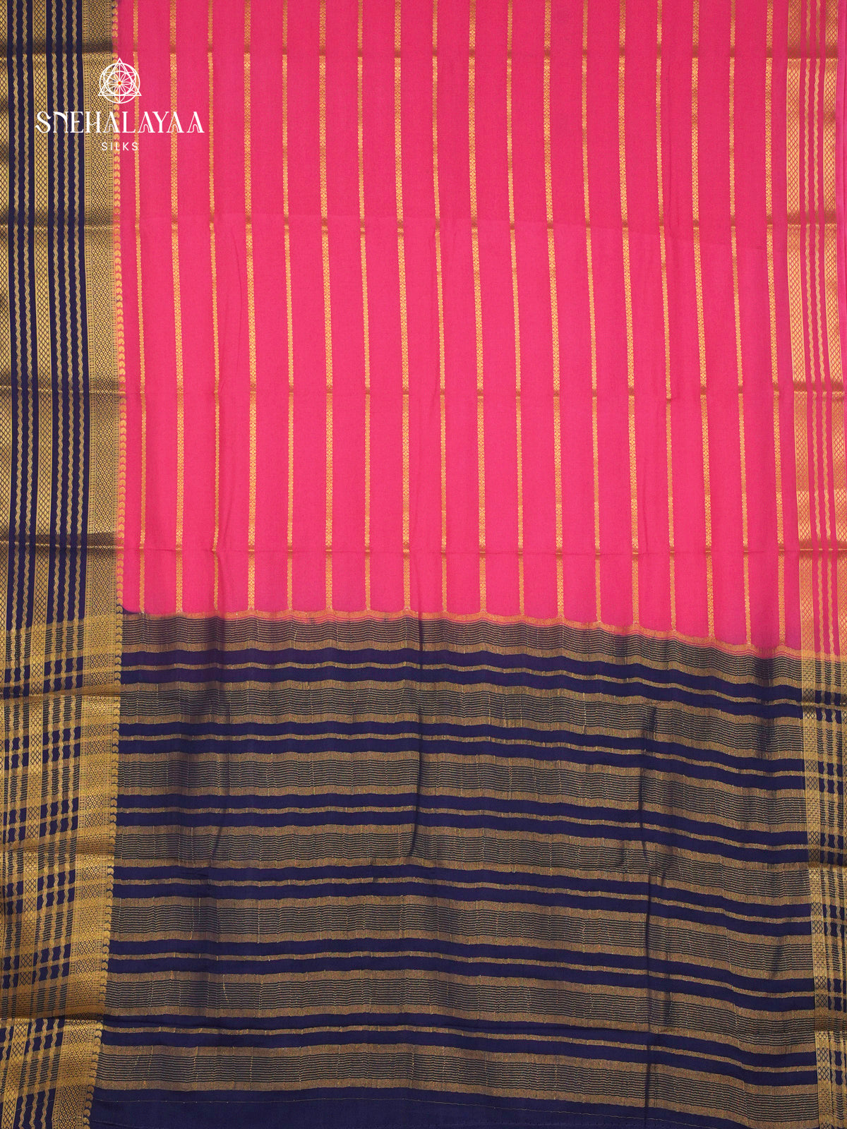 Pink Printed Mysore Silk Saree