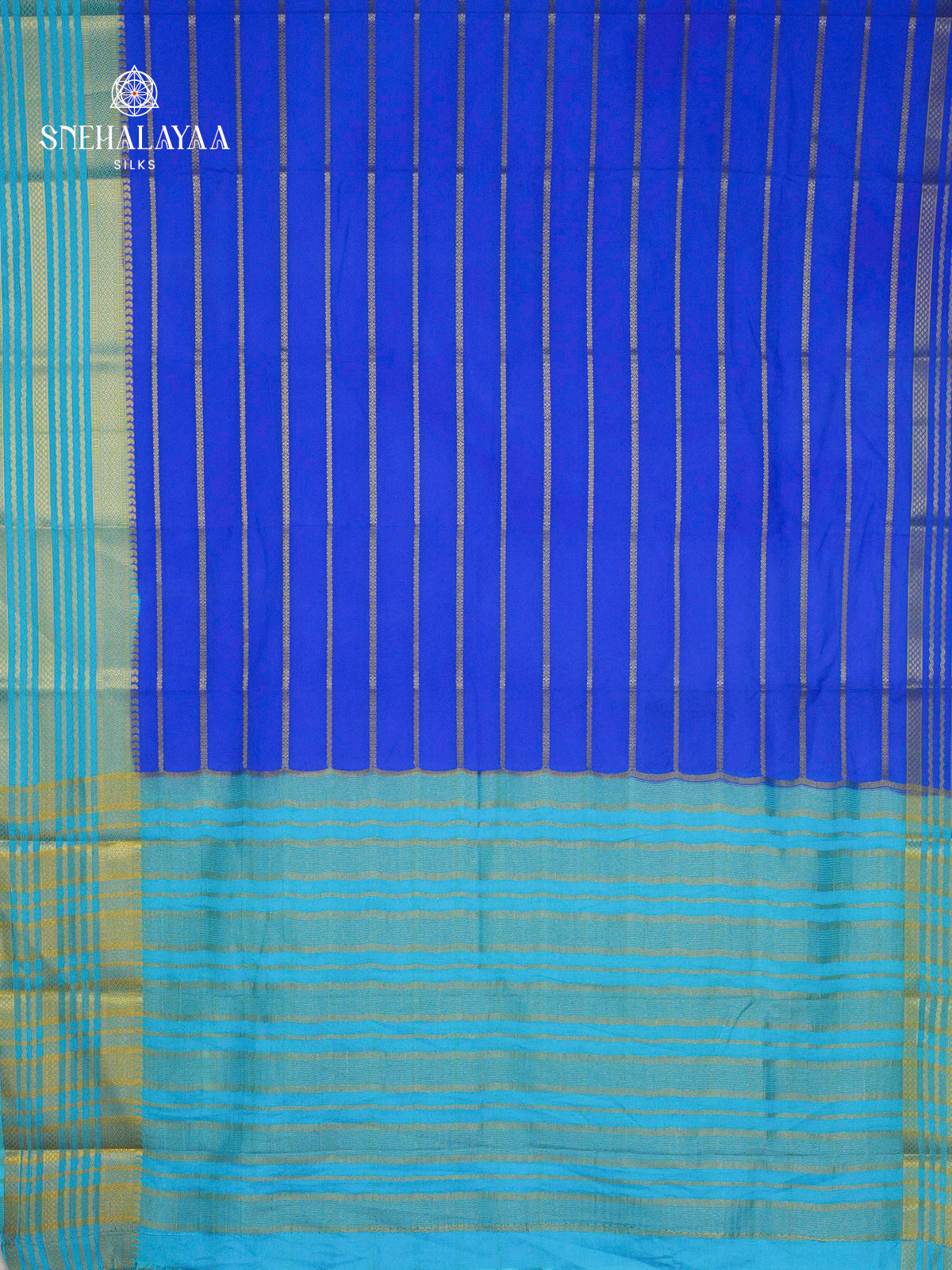 Rich Blue Printed Mysore Silk Saree