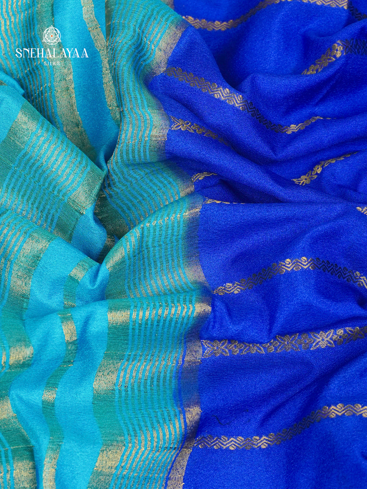 Rich Blue Printed Mysore Silk Saree