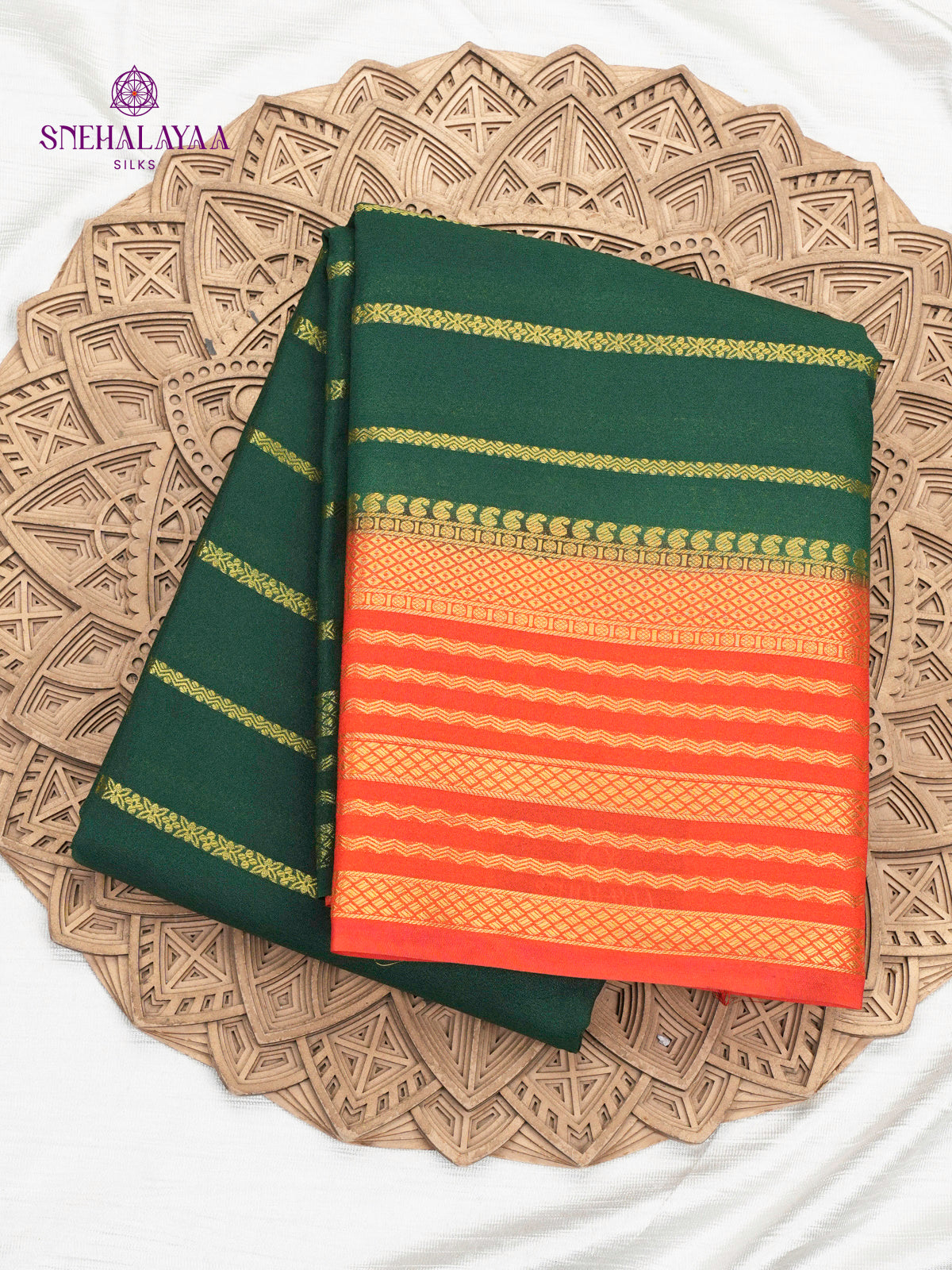 Forest Printed Mysore Silk Saree