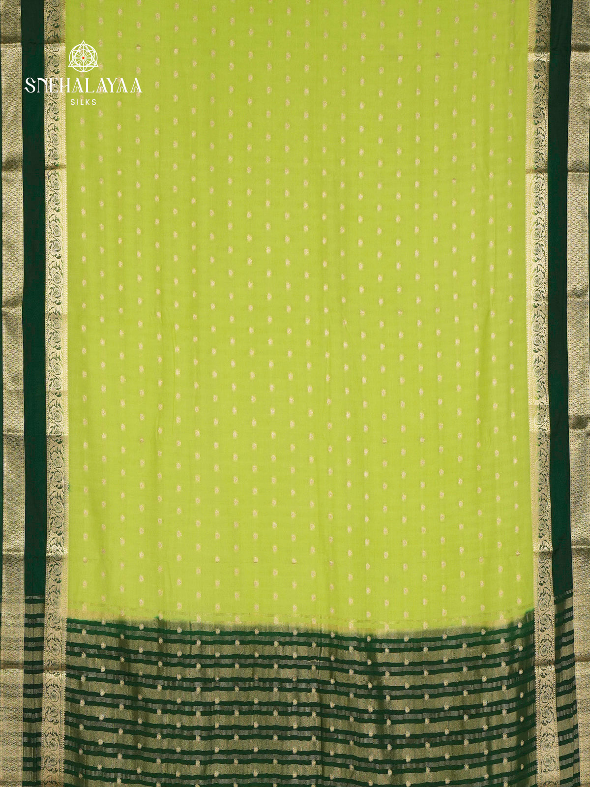 Pista Green Printed Mysore Silk Saree