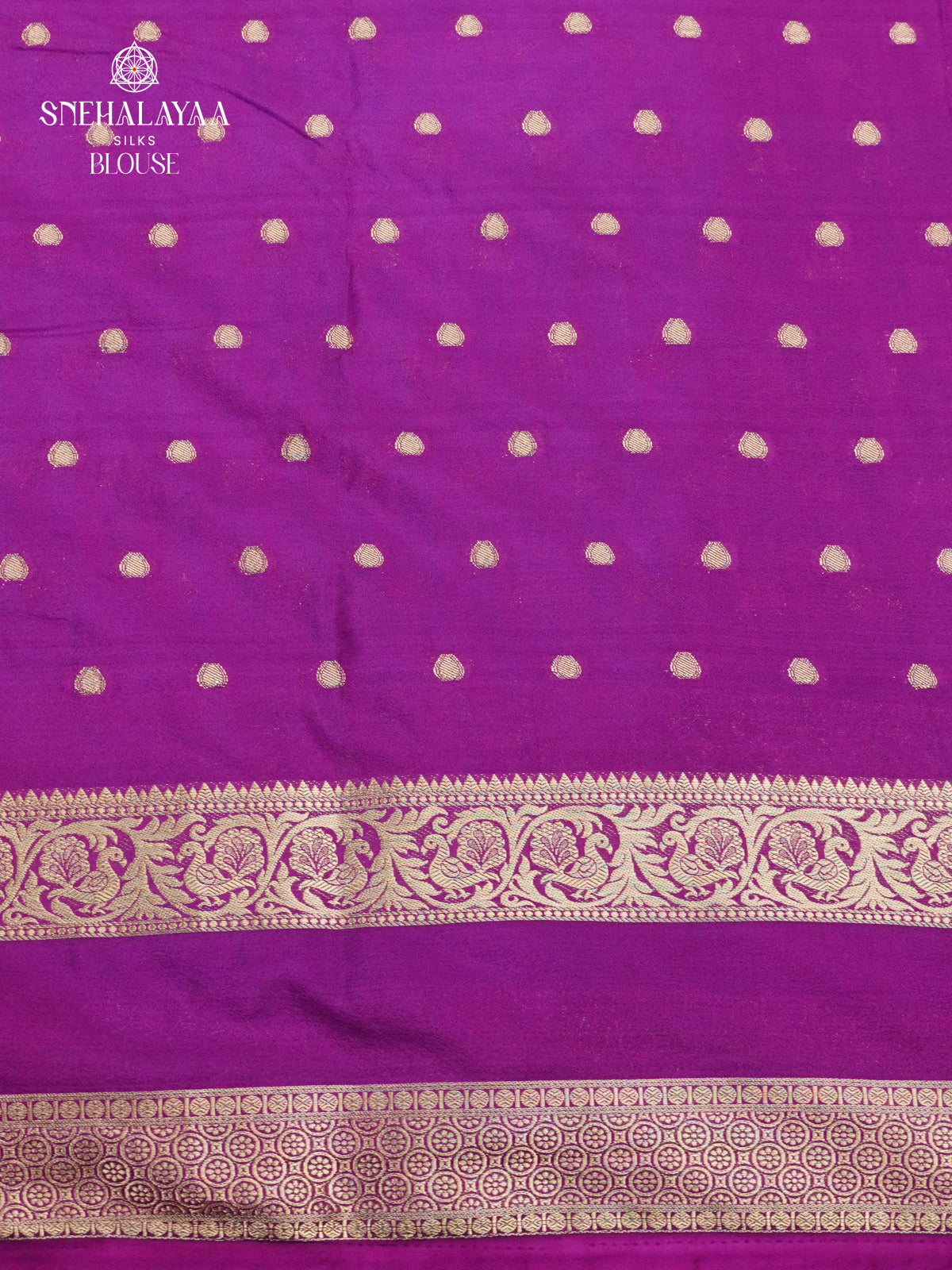 Ocean Blue Printed Mysore Silk Saree