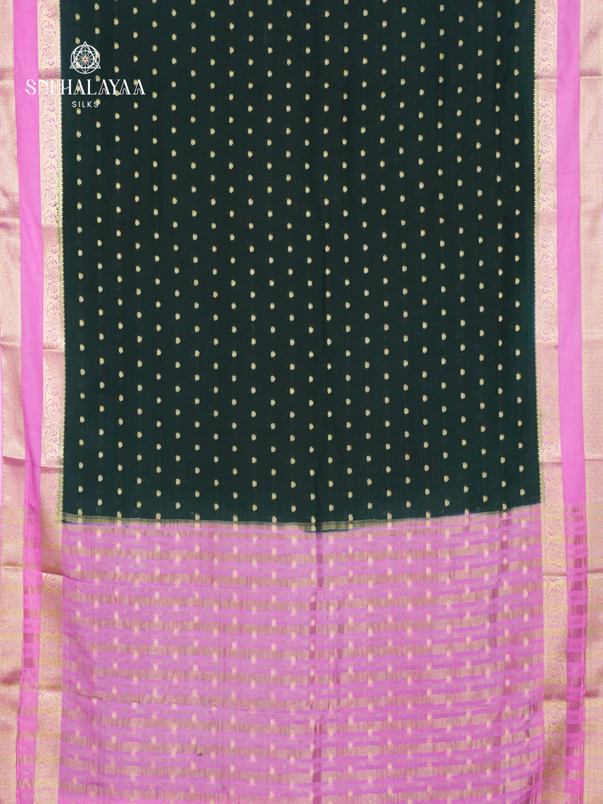 Black Printed Mysore Silk Saree