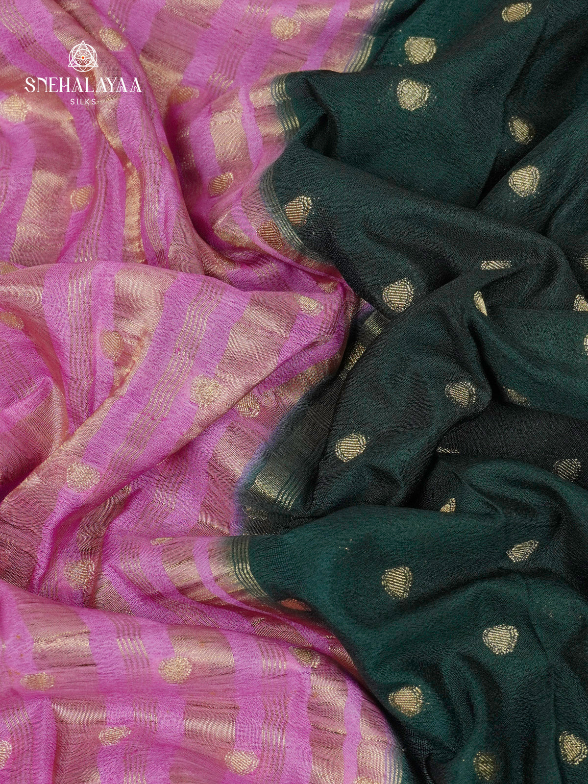 Black Printed Mysore Silk Saree