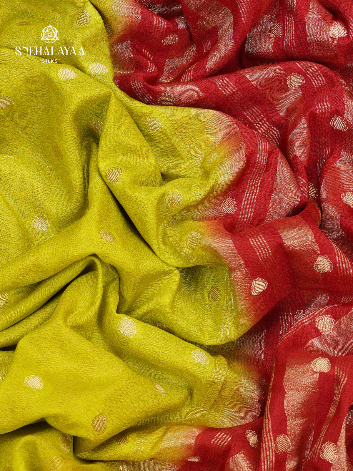 Lemon Yellow Printed Mysore Silk Saree