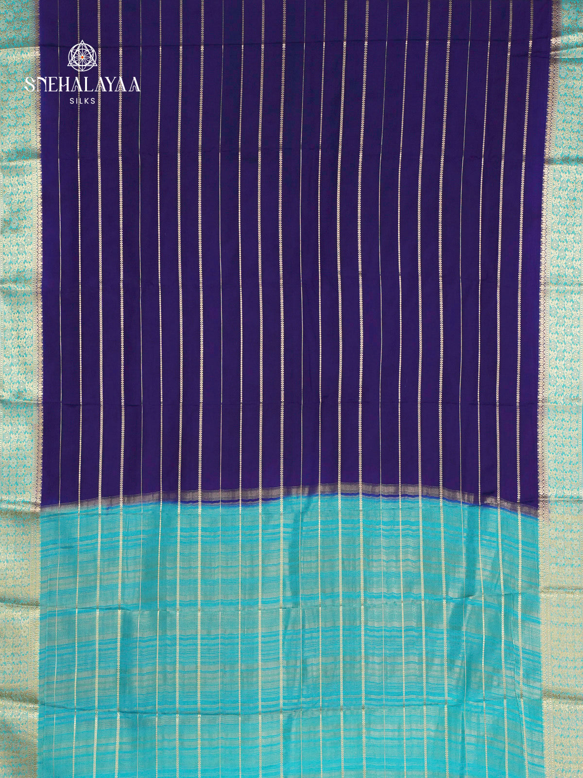 Rich Blue Printed Mysore Silk Saree