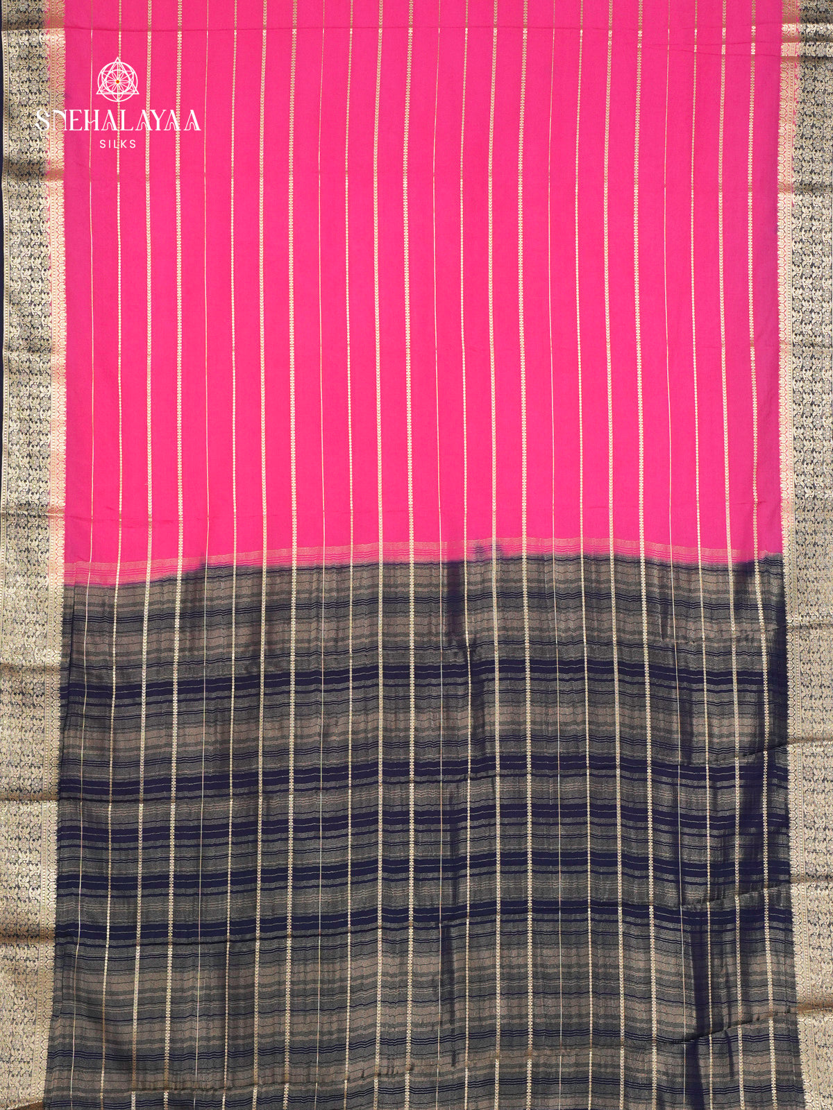 Rani Pink Printed Mysore Silk Saree