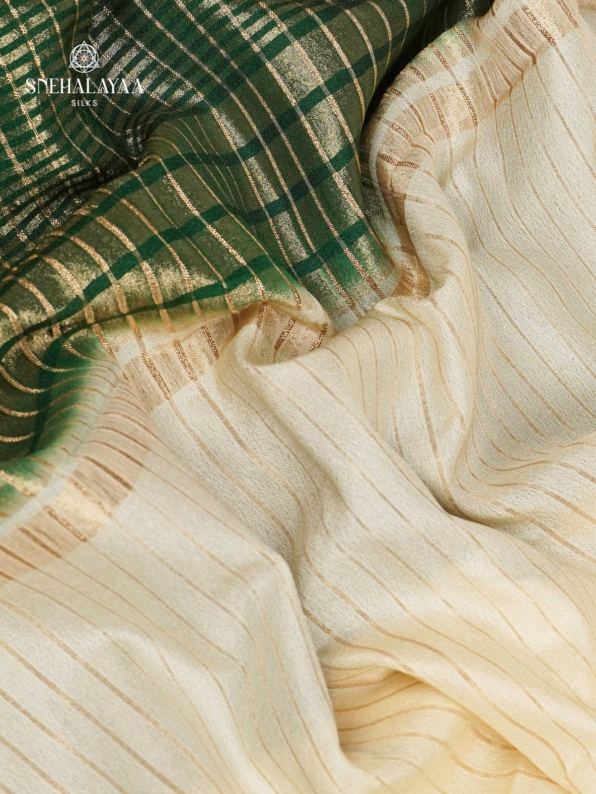 White Printed Mysore Silk Saree