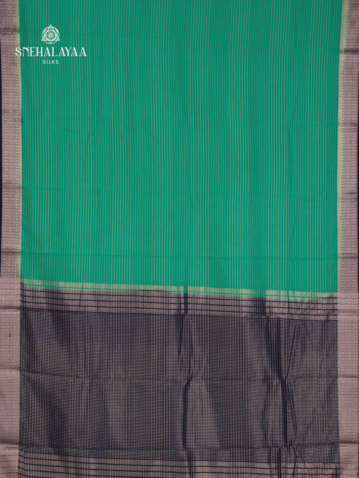 Ocean Green Printed Mysore Silk Saree