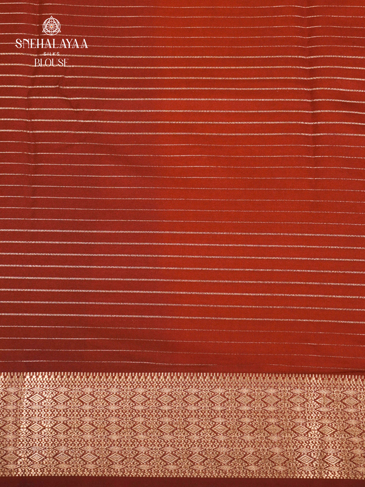 Rust Orange Printed Mysore Silk Saree