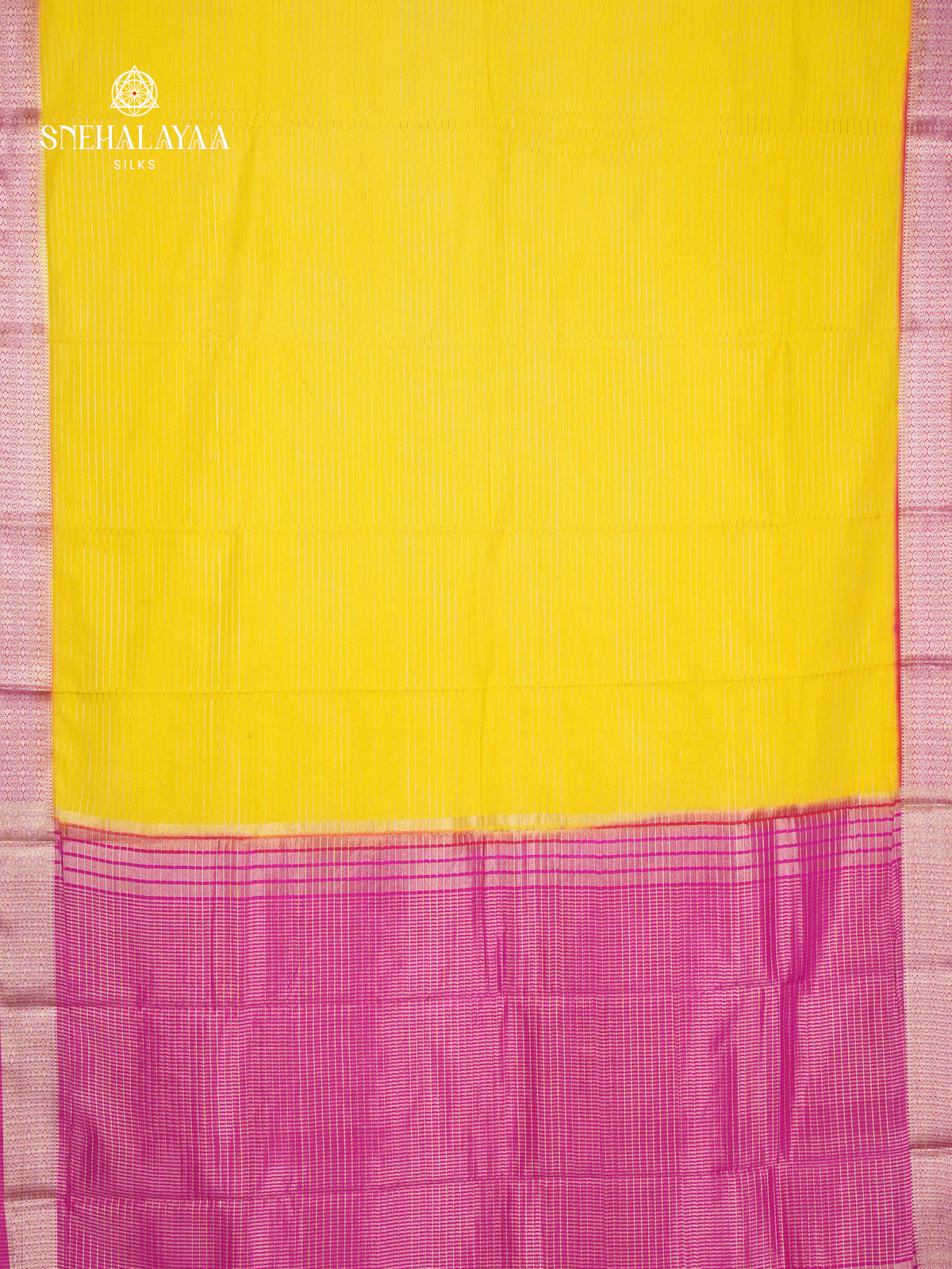 Yellow Printed Mysore Silk Saree