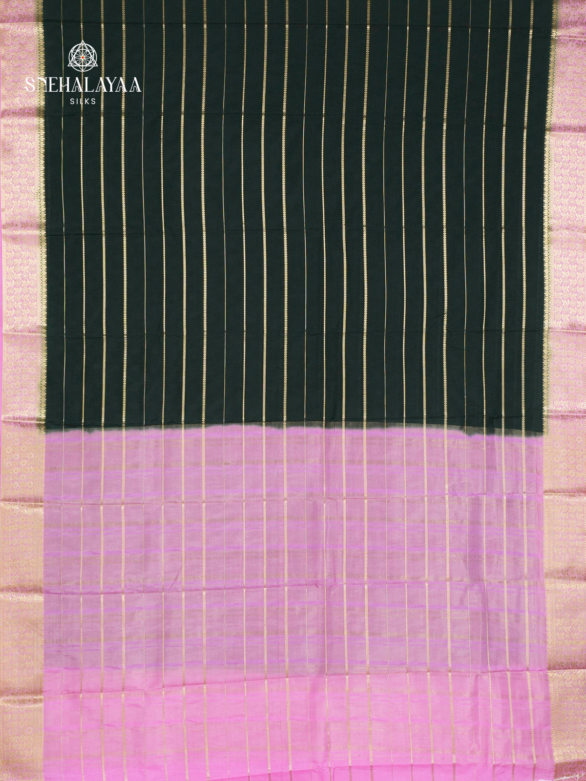 Forest Green Printed Mysore Silk Saree