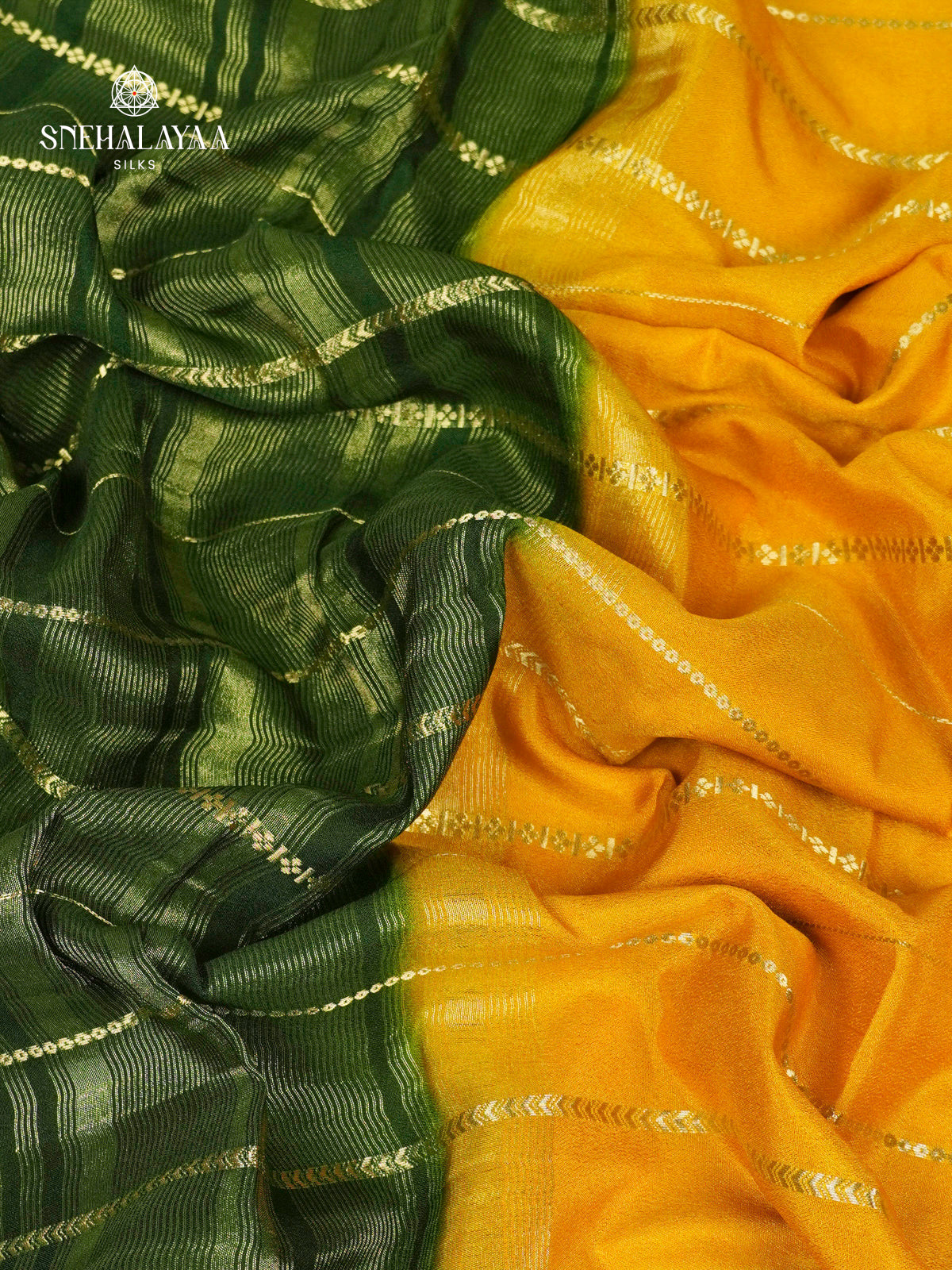 Mango Yellow Printed Mysore Silk Saree